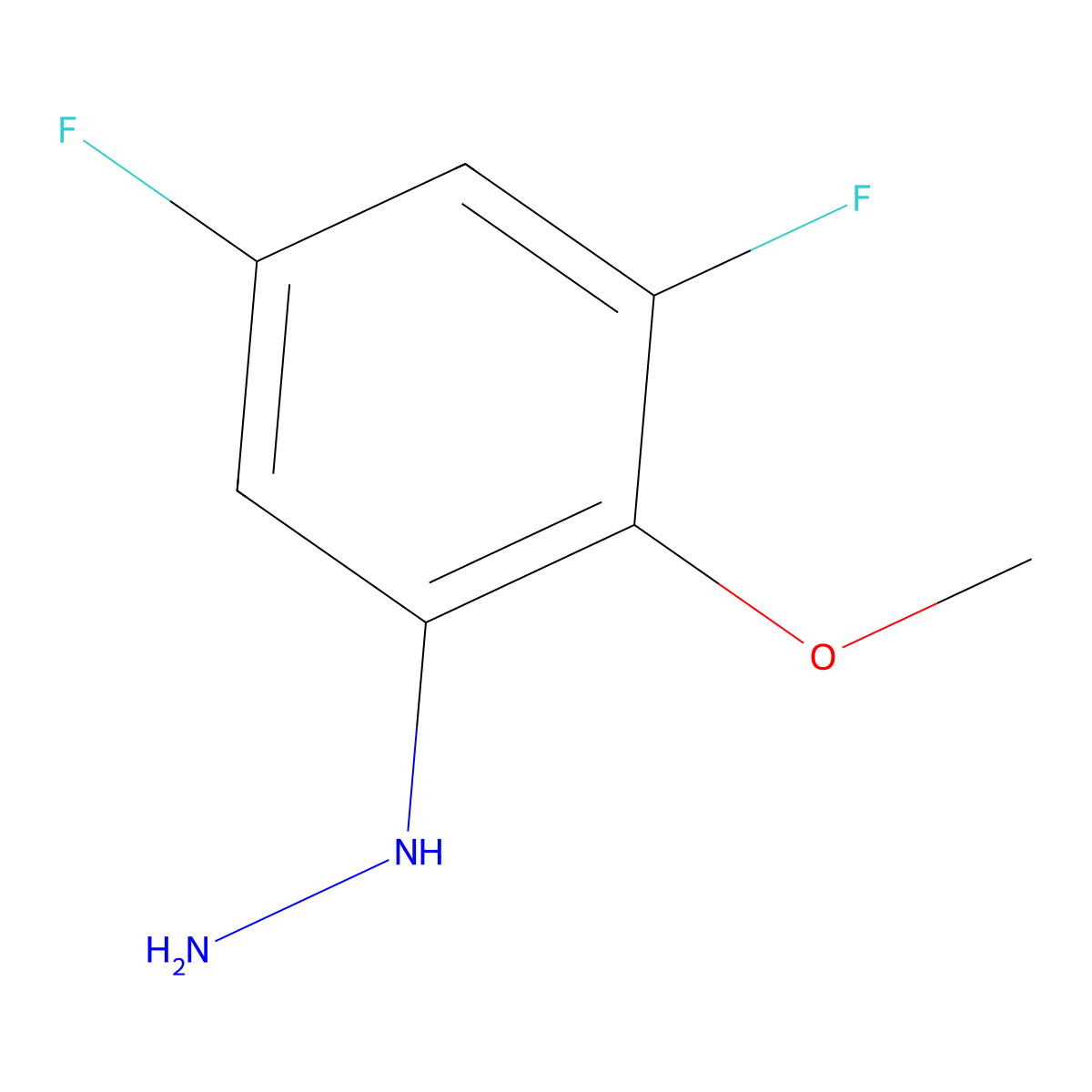 (3,5-Difluoro-2-methoxyphenyl)hydrazine molecular structure, CAS 1260982-29-3