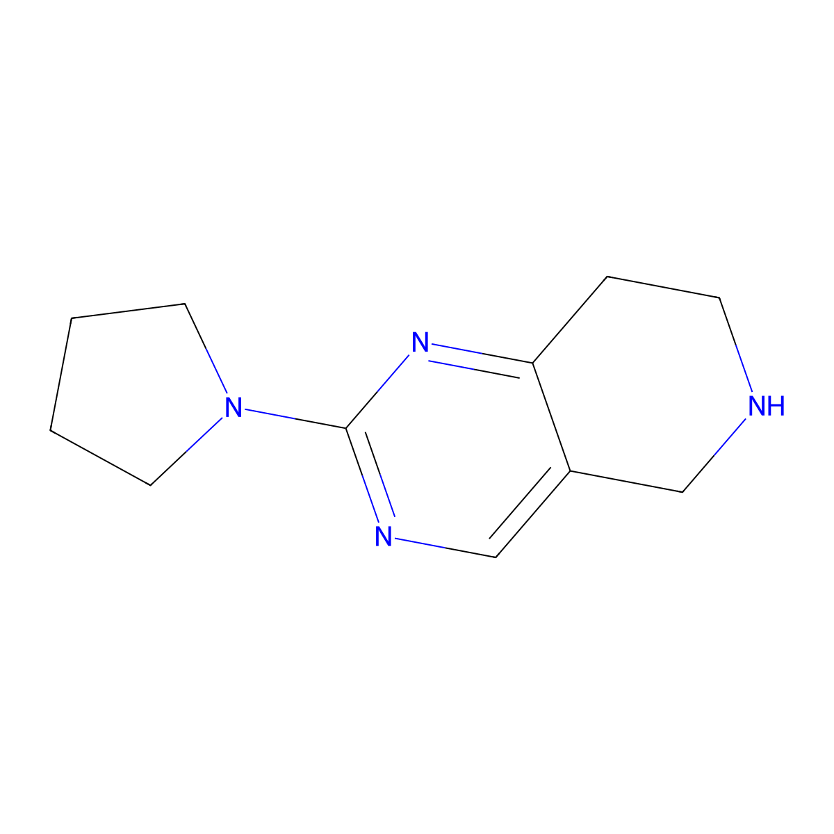 2-(Pyrrolidin-1-yl)-5,6,7,8-tetrahydropyrido[4,3-d]pyrimidine molecular structure, CAS 1260982-43-1