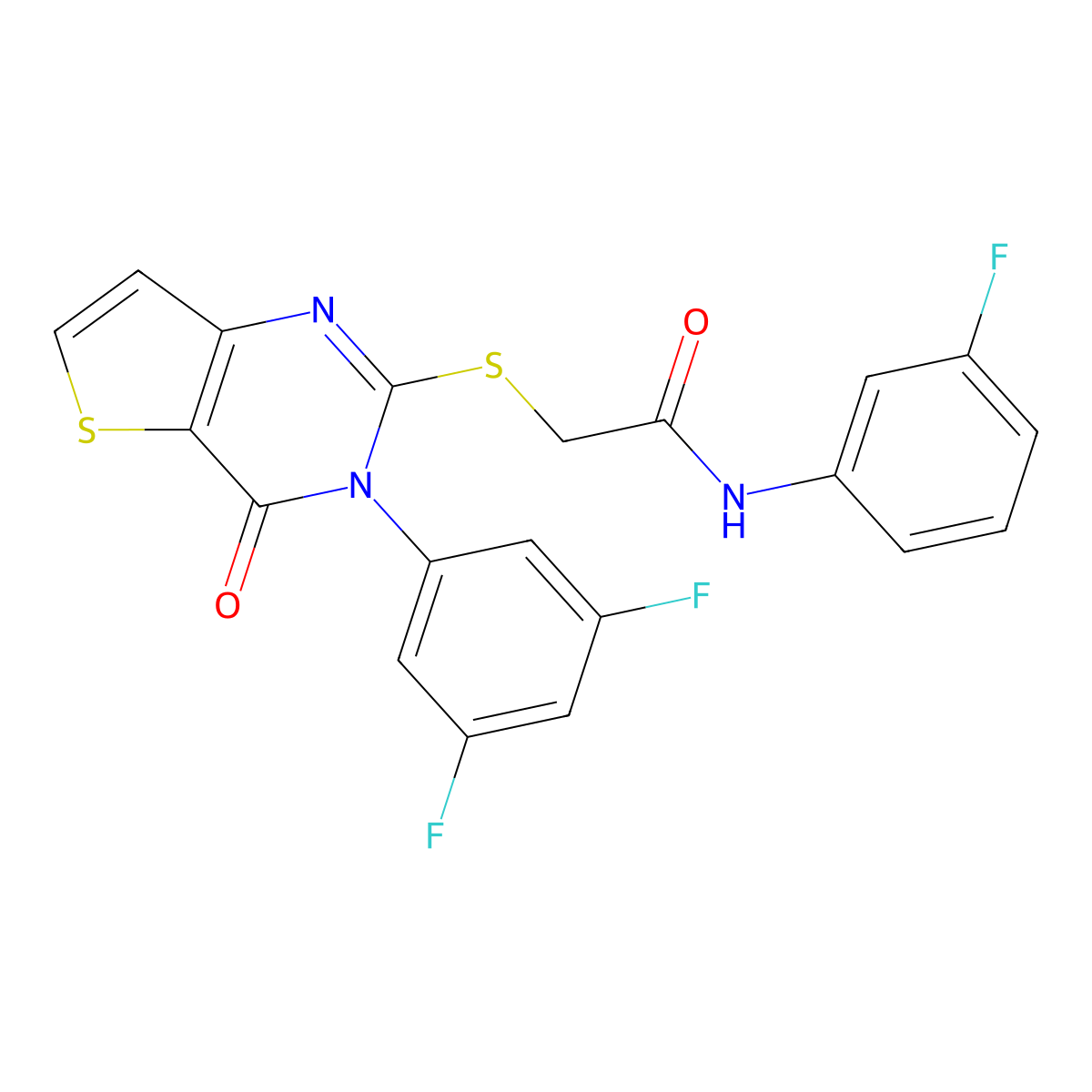 2-{[3-(3,5-difluorophenyl)-4-oxo-3,4-dihydrothieno[3,2-d]pyrimidin-2-yl]sulfanyl}-N-(3-fluorophenyl)acetamide molecular structure, CAS 1260983-82-1