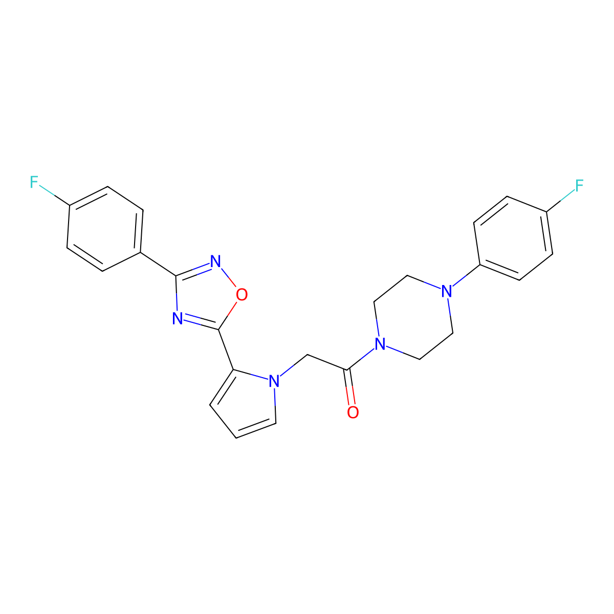 1-(4-fluorophenyl)-4-({2-[3-(4-fluorophenyl)-1,2,4-oxadiazol-5-yl]-1H-pyrrol-1-yl}acetyl)piperazine molecular structure, CAS 1260984-22-2