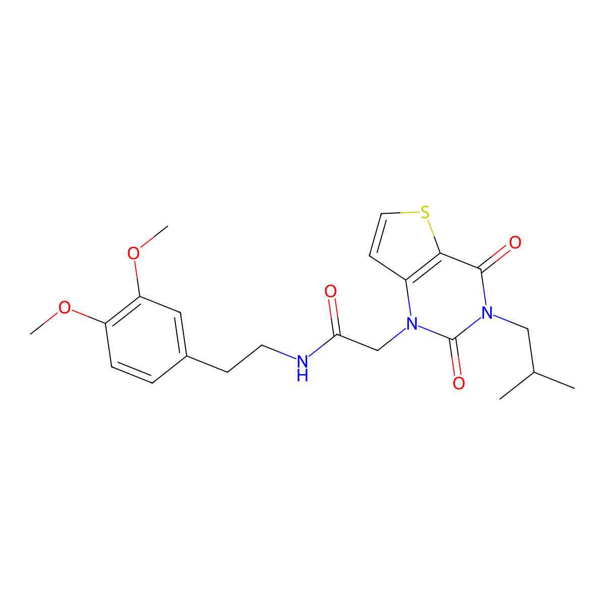 N-[2-(3,4-dimethoxyphenyl)ethyl]-2-[3-(2-methylpropyl)-2,4-dioxo-3,4-dihydrothieno[3,2-d]pyrimidin-1(2H)-yl]acetamide molecular structure, CAS 1260984-88-0