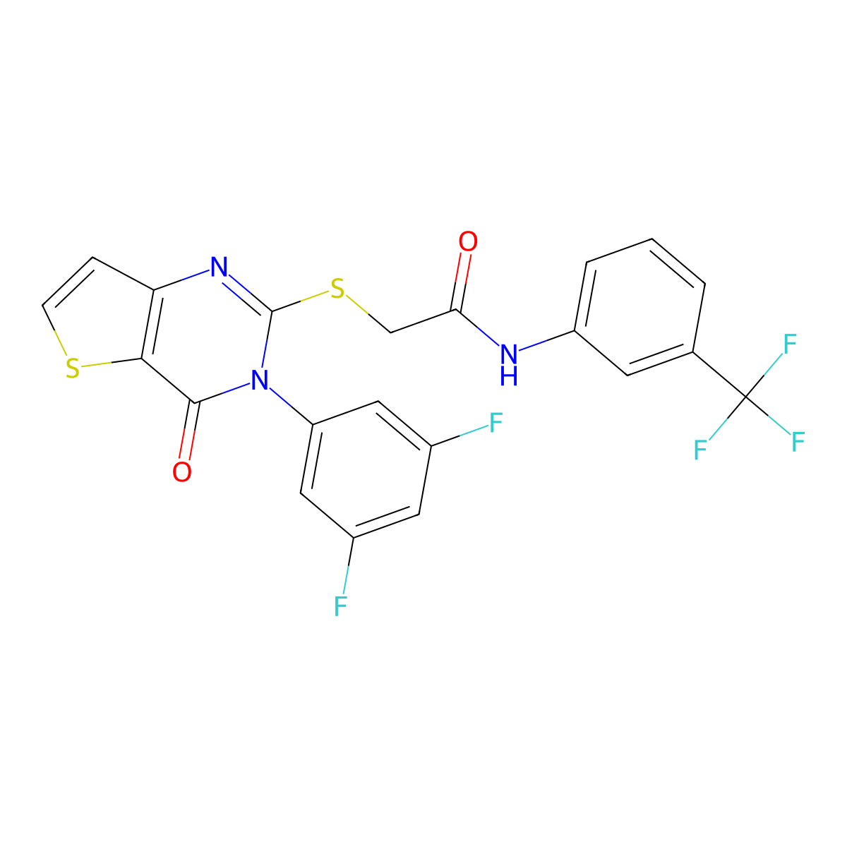 2-{[3-(3,5-difluorophenyl)-4-oxo-3,4-dihydrothieno[3,2-d]pyrimidin-2-yl]sulfanyl}-N-[3-(trifluoromethyl)phenyl]acetamide molecular structure, CAS 1260984-95-9