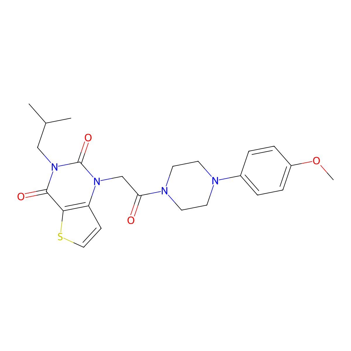 1-{2-[4-(4-methoxyphenyl)piperazin-1-yl]-2-oxoethyl}-3-(2-methylpropyl)-1H,2H,3H,4H-thieno[3,2-d]pyrimidine-2,4-dione molecular structure, CAS 1260985-04-3