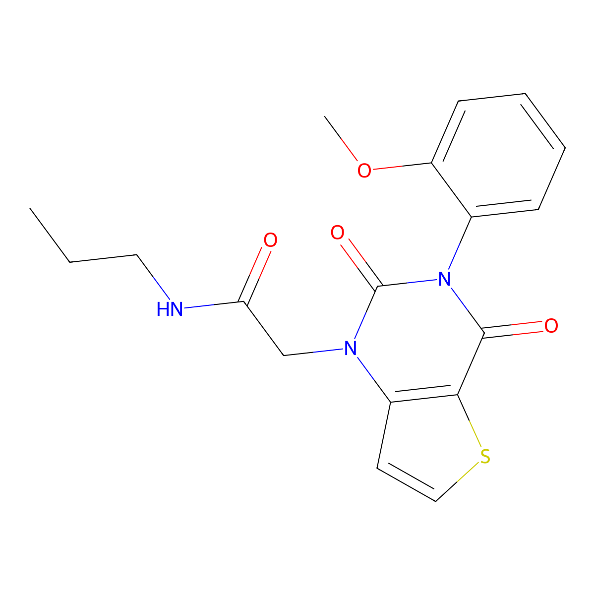 2-(3-(2-methoxyphenyl)-2,4-dioxo-3,4-dihydrothieno[3,2-d]pyrimidin-1(2H)-yl)-N-propylacetamide molecular structure, CAS 1260985-60-1