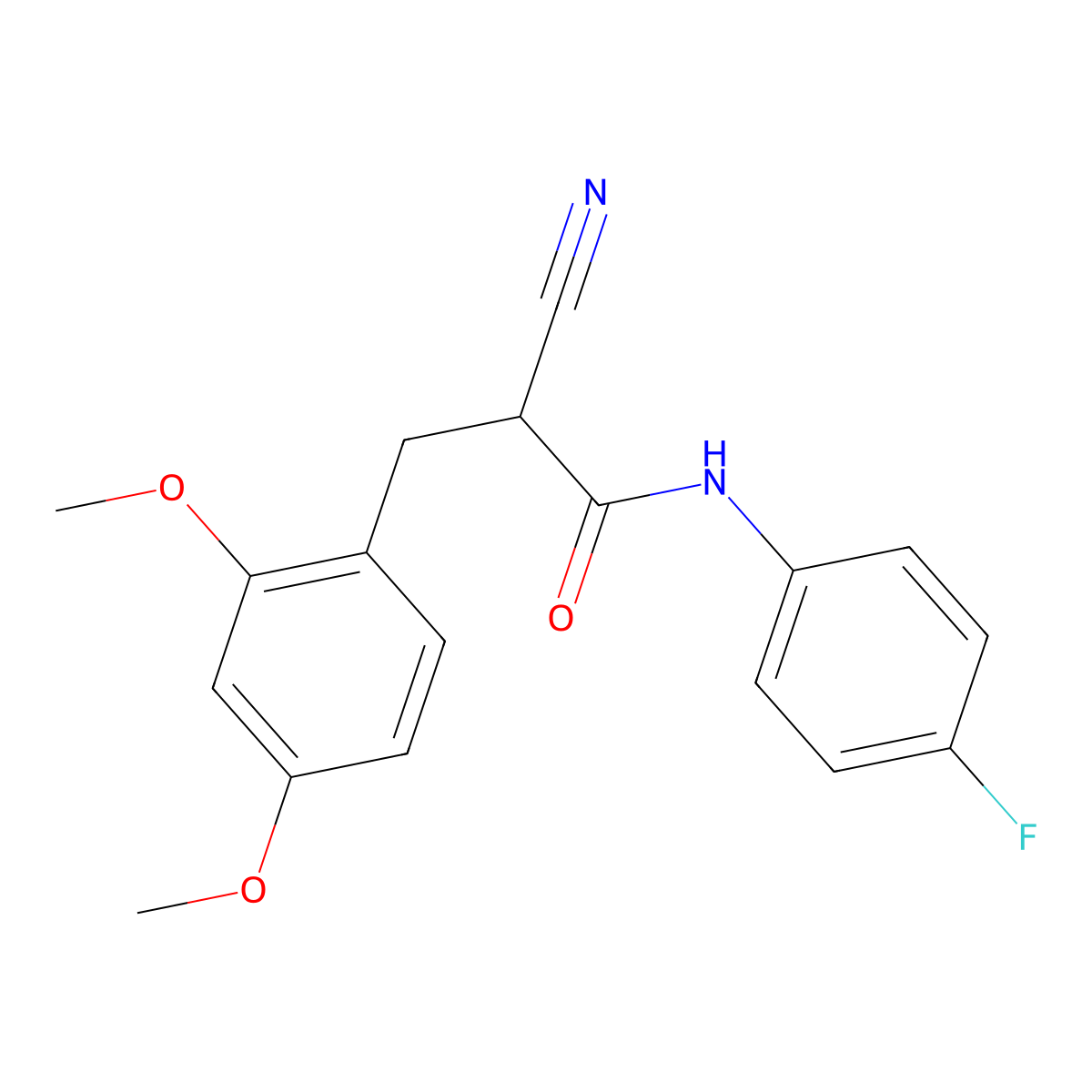 2-cyano-3-(2,4-dimethoxyphenyl)-N-(4-fluorophenyl)propanamide molecular structure, CAS 1260986-01-3