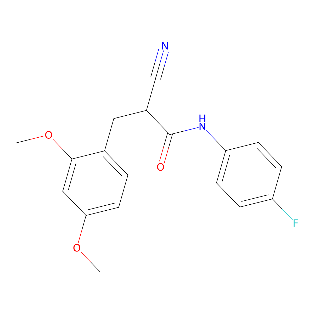 2-cyano-3-(2,4-dimethoxyphenyl)-N-(4-fluorophenyl)propanamide molecular structure, CAS 1260986-01-3