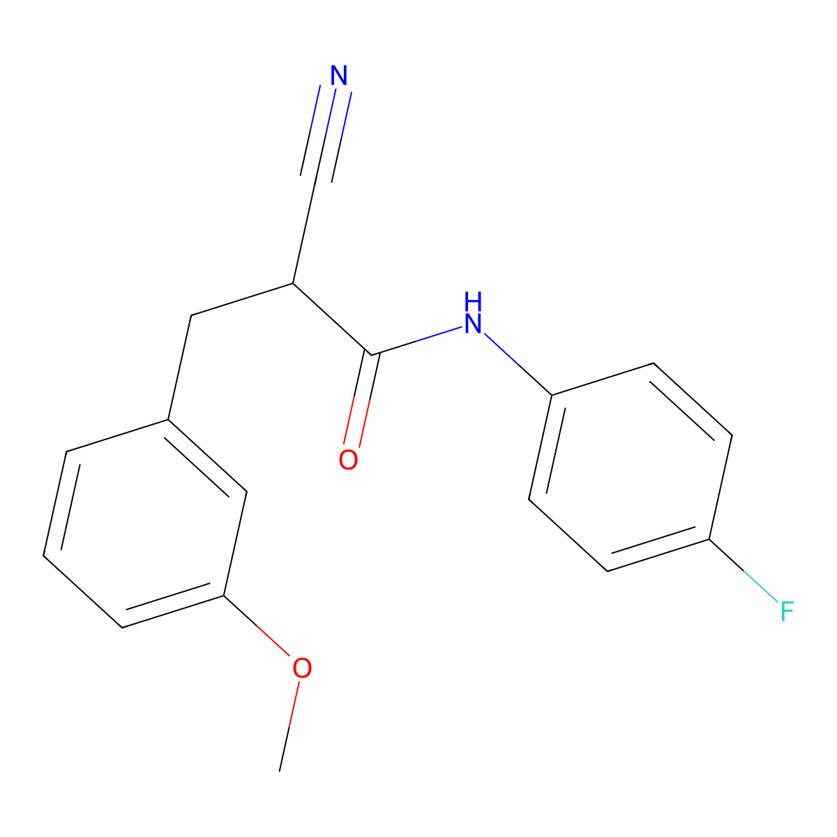 2-cyano-N-(4-fluorophenyl)-3-(3-methoxyphenyl)propanamide molecular structure, CAS 1260986-33-1