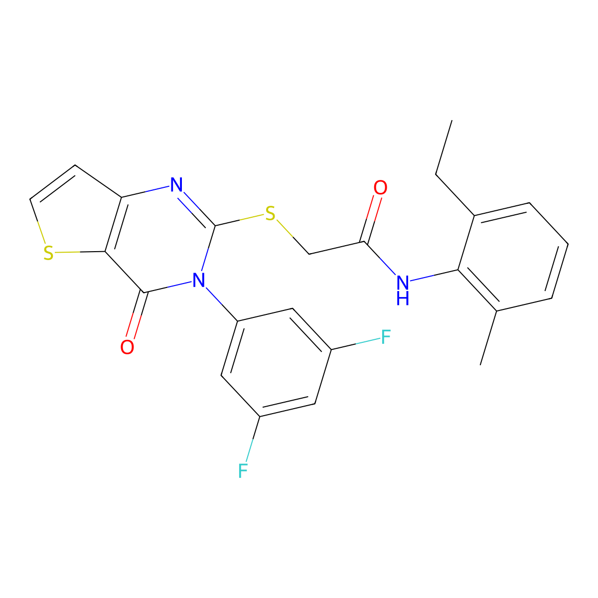 2-{[3-(3,5-difluorophenyl)-4-oxo-3,4-dihydrothieno[3,2-d]pyrimidin-2-yl]sulfanyl}-N-(2-ethyl-6-methylphenyl)acetamide molecular structure, CAS 1260986-94-4