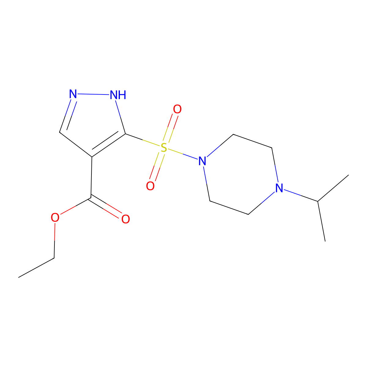 ethyl 3-[(4-isopropylpiperazin-1-yl)sulfonyl]-1H-pyrazole-4-carboxylate molecular structure, CAS 1260986-99-9