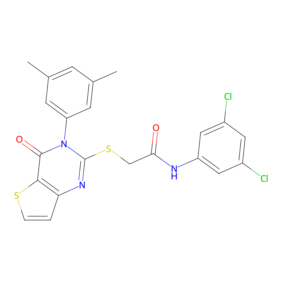 N-(3,5-dichlorophenyl)-2-{[3-(3,5-dimethylphenyl)-4-oxo-3H,4H-thieno[3,2-d]pyrimidin-2-yl]sulfanyl}acetamide molecular structure, CAS 1260987-36-7
