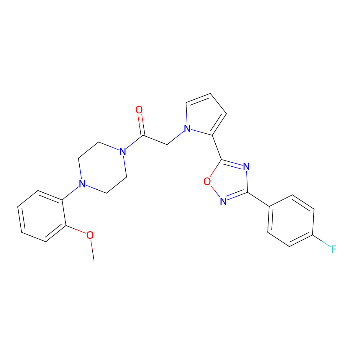 1-({2-[3-(4-fluorophenyl)-1,2,4-oxadiazol-5-yl]-1H-pyrrol-1-yl}acetyl)-4-(2-methoxyphenyl)piperazine molecular structure, CAS 1260987-95-8