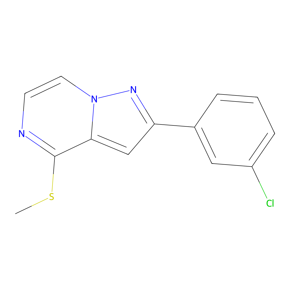 2-(3-Chlorophenyl)-4-(methylthio)pyrazolo[1,5-a]pyrazine molecular structure, CAS 1260988-11-1