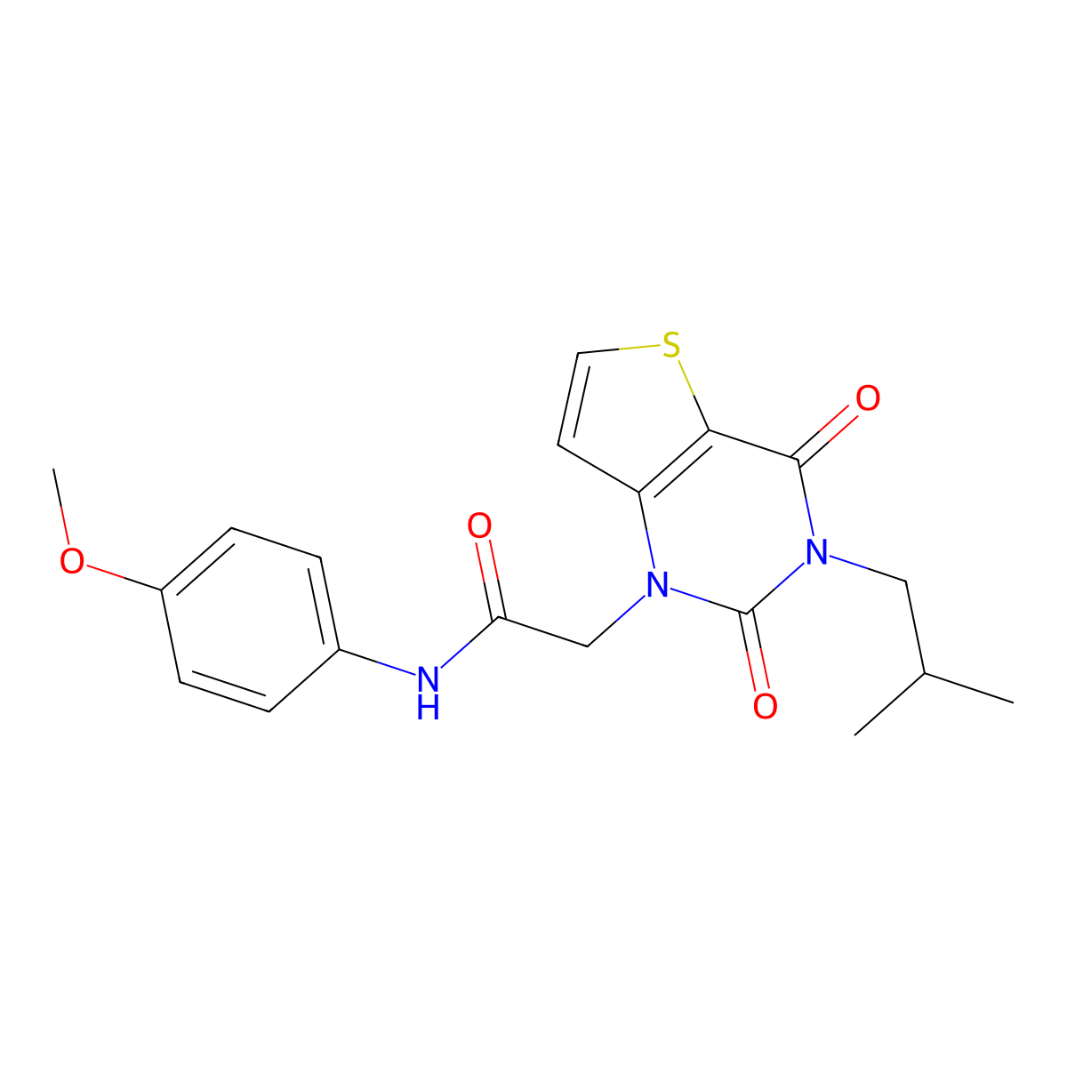 N-(4-methoxyphenyl)-2-[3-(2-methylpropyl)-2,4-dioxo-3,4-dihydrothieno[3,2-d]pyrimidin-1(2H)-yl]acetamide molecular structure, CAS 1260988-56-4