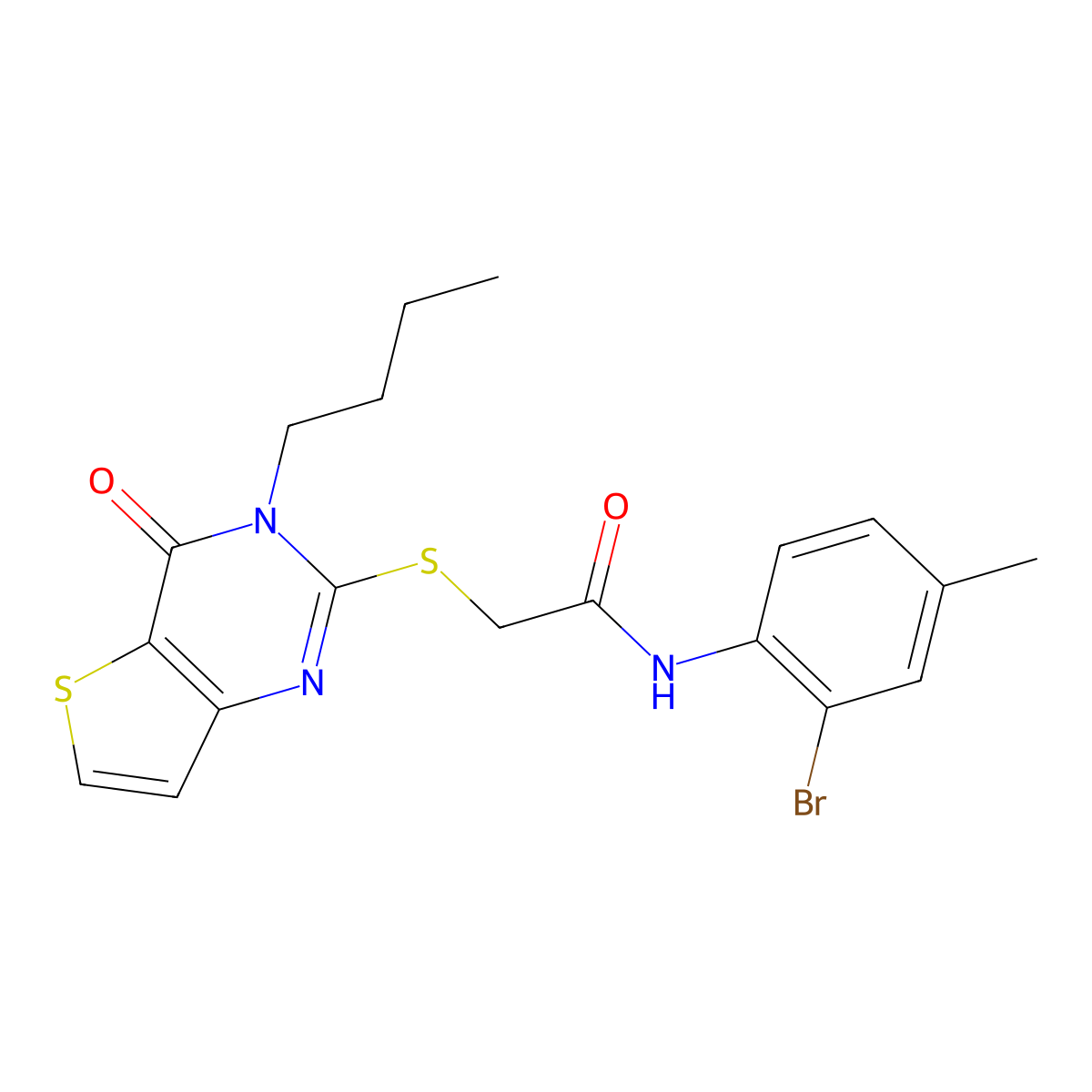 N-(2-bromo-4-methylphenyl)-2-({3-butyl-4-oxo-3H,4H-thieno[3,2-d]pyrimidin-2-yl}sulfanyl)acetamide molecular structure, CAS 1260988-71-3