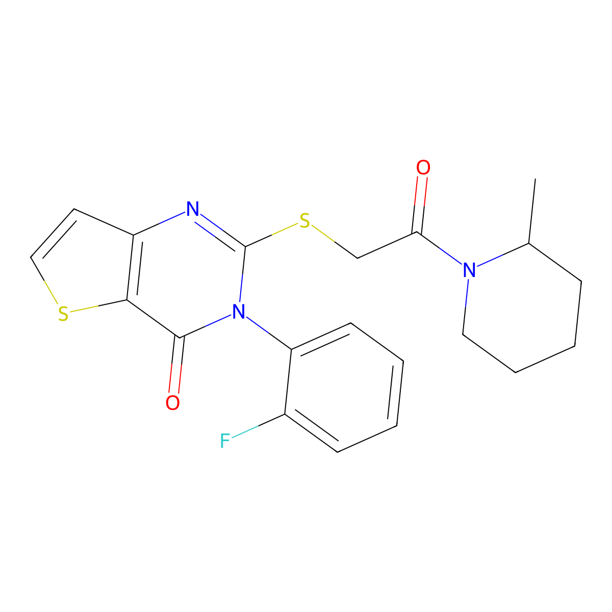 3-(2-fluorophenyl)-2-{[2-(2-methylpiperidin-1-yl)-2-oxoethyl]sulfanyl}thieno[3,2-d]pyrimidin-4(3H)-one molecular structure, CAS 1260989-10-3