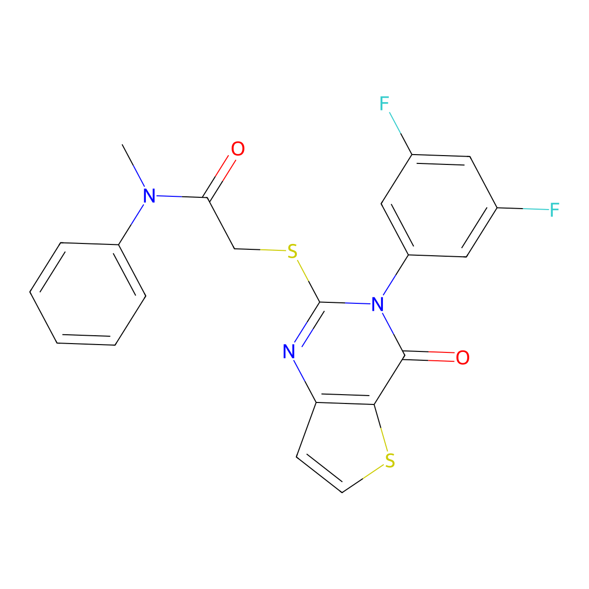 2-{[3-(3,5-difluorophenyl)-4-oxo-3,4-dihydrothieno[3,2-d]pyrimidin-2-yl]sulfanyl}-N-methyl-N-phenylacetamide molecular structure, CAS 1260989-23-8