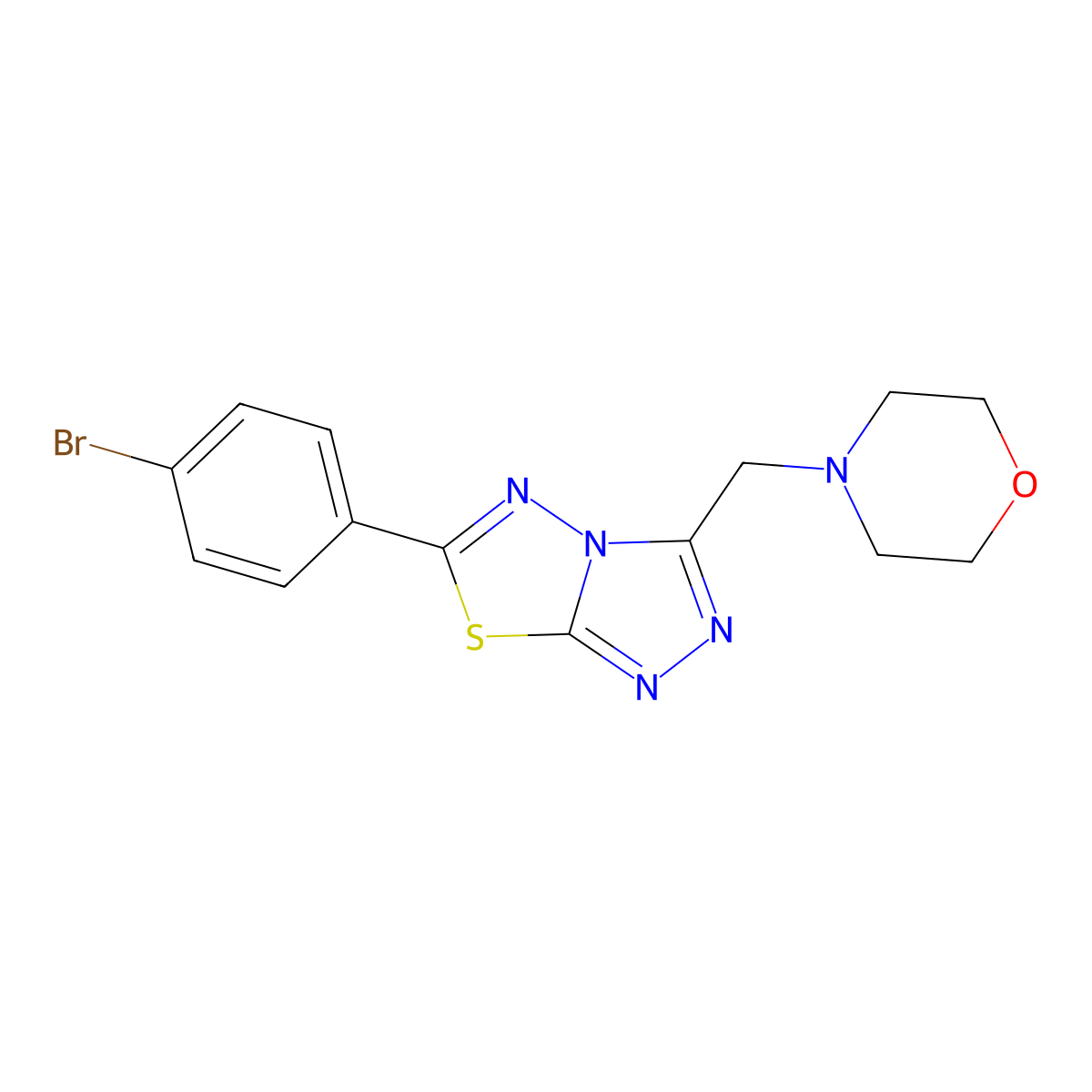 6-(4-Bromophenyl)-3-(morpholin-4-ylmethyl)[1,2,4]triazolo[3,4-b][1,3,4]thiadiazole molecular structure, CAS 1260989-54-5