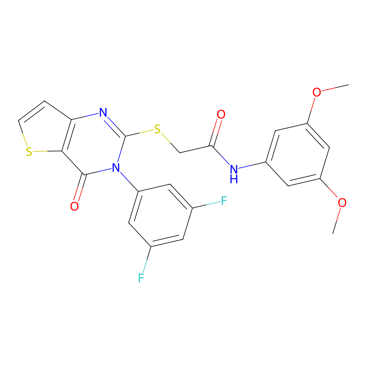 2-{[3-(3,5-difluorophenyl)-4-oxo-3,4-dihydrothieno[3,2-d]pyrimidin-2-yl]sulfanyl}-N-(3,5-dimethoxyphenyl)acetamide molecular structure, CAS 1260989-72-7