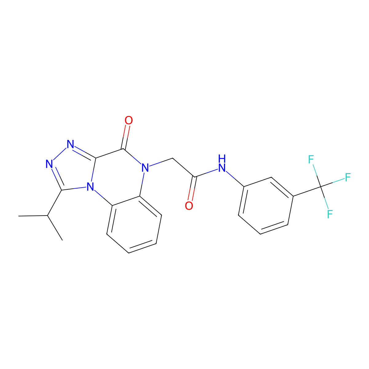2-[4-oxo-1-(propan-2-yl)[1,2,4]triazolo[4,3-a]quinoxalin-5(4H)-yl]-N-[3-(trifluoromethyl)phenyl]acetamide molecular structure, CAS 1260989-82-9