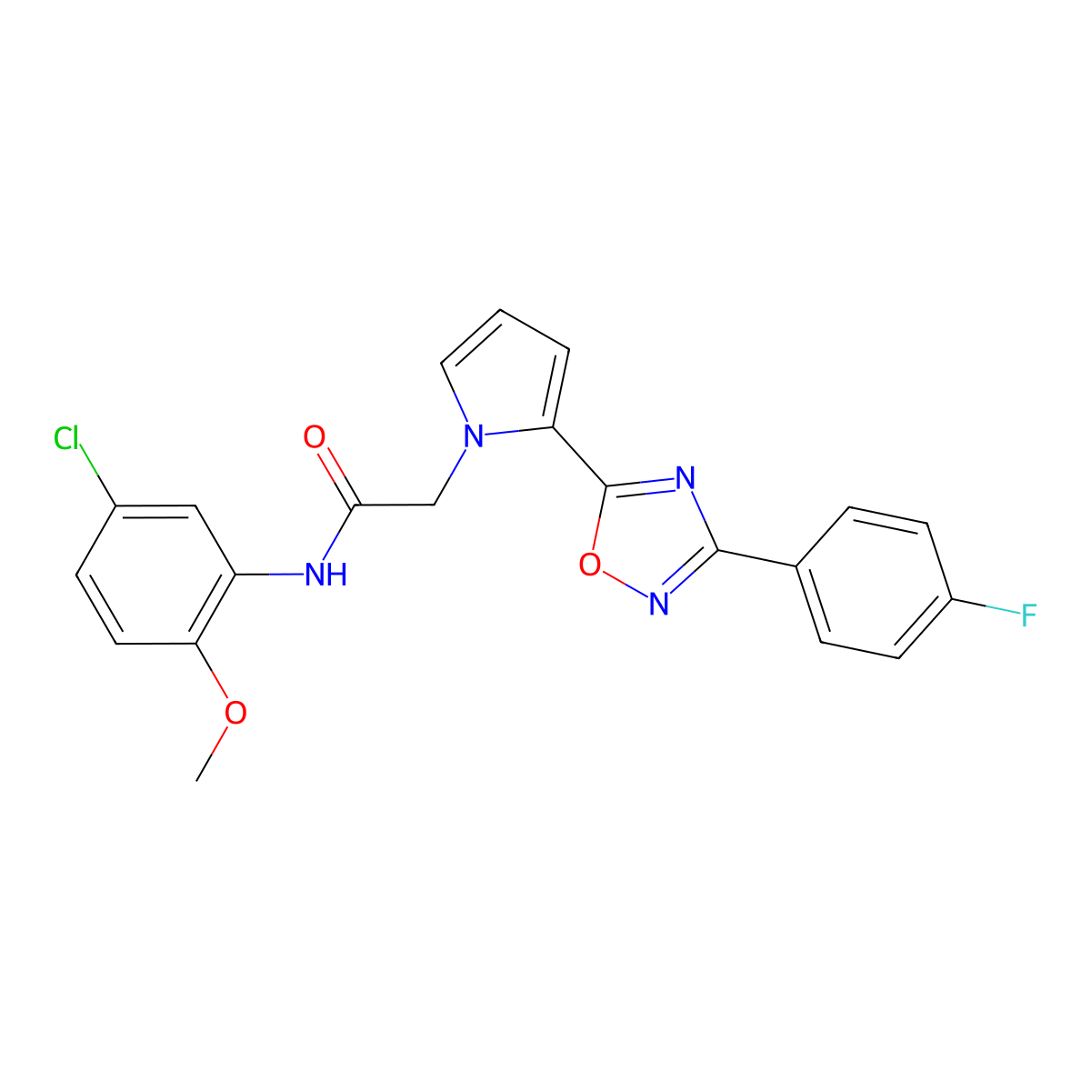 N-(5-chloro-2-methoxyphenyl)-2-{2-[3-(4-fluorophenyl)-1,2,4-oxadiazol-5-yl]-1H-pyrrol-1-yl}acetamide molecular structure, CAS 1260989-90-9