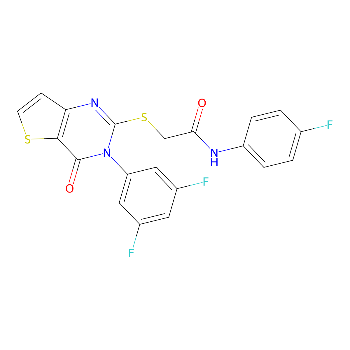 2-{[3-(3,5-difluorophenyl)-4-oxo-3,4-dihydrothieno[3,2-d]pyrimidin-2-yl]sulfanyl}-N-(4-fluorophenyl)acetamide molecular structure, CAS 1260989-94-3