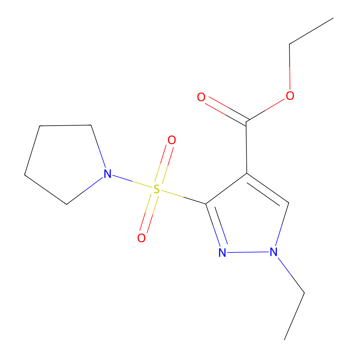 ethyl 1-ethyl-3-(pyrrolidin-1-ylsulfonyl)-1H-pyrazole-4-carboxylate molecular structure, CAS 1260991-10-3