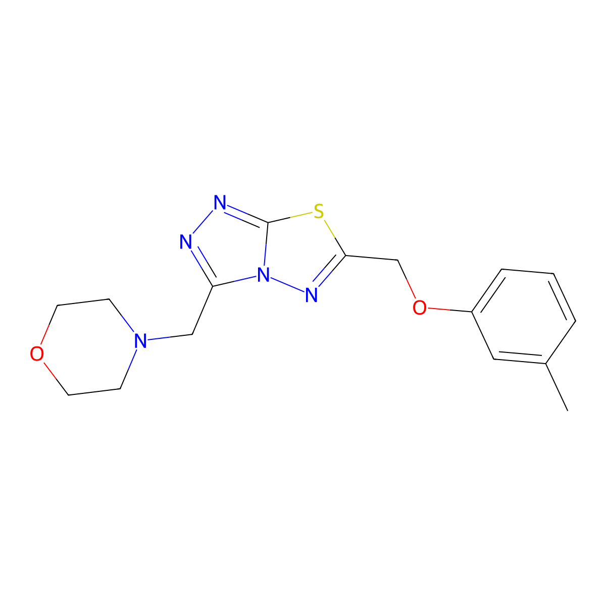 6-[(3-Methylphenoxy)methyl]-3-(morpholin-4-ylmethyl)[1,2,4]triazolo[3,4-b][1,3,4]thiadiazole molecular structure, CAS 1260991-18-1