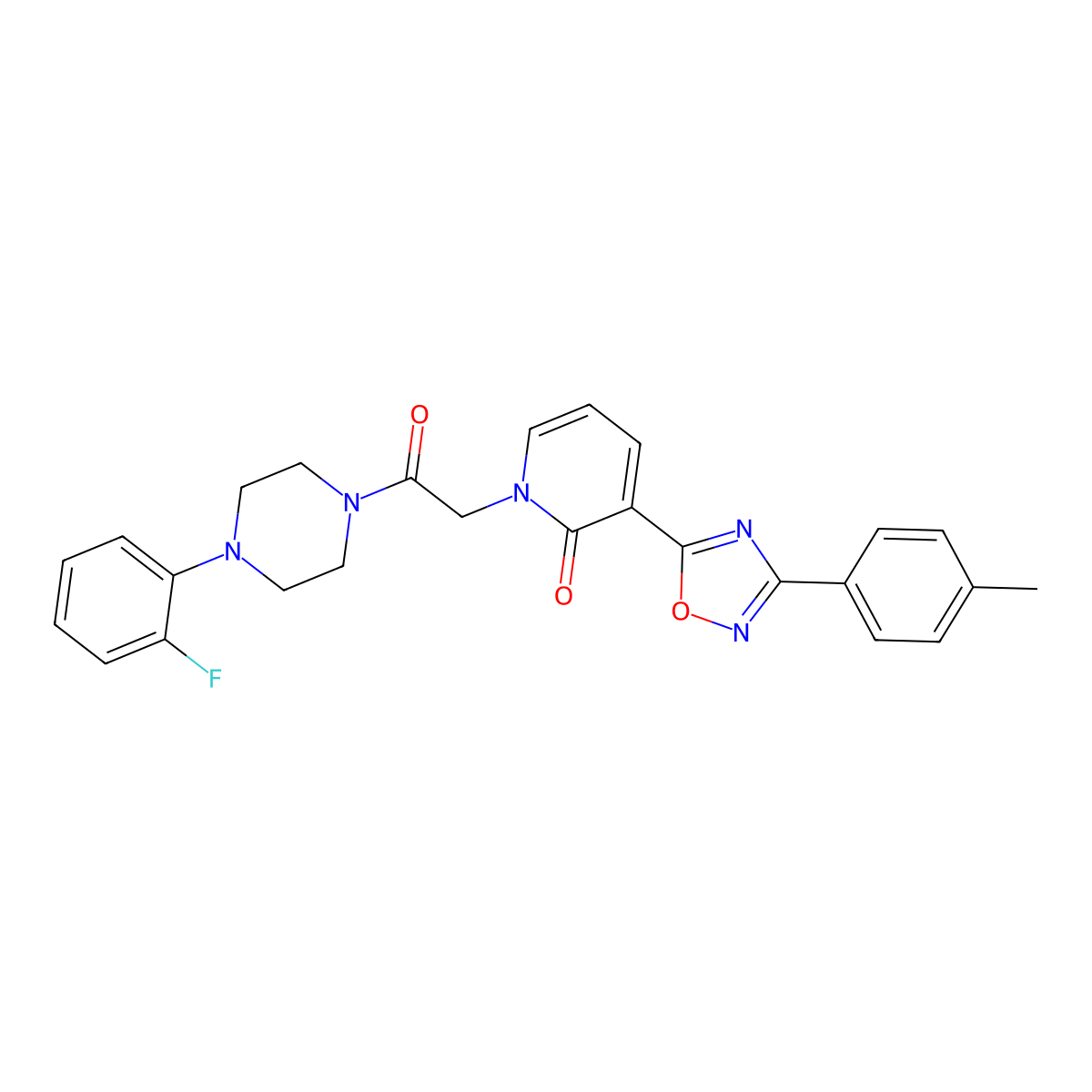 1-{2-[4-(2-fluorophenyl)piperazin-1-yl]-2-oxoethyl}-3-[3-(4-methylphenyl)-1,2,4-oxadiazol-5-yl]pyridin-2(1H)-one molecular structure, CAS 1260991-35-2