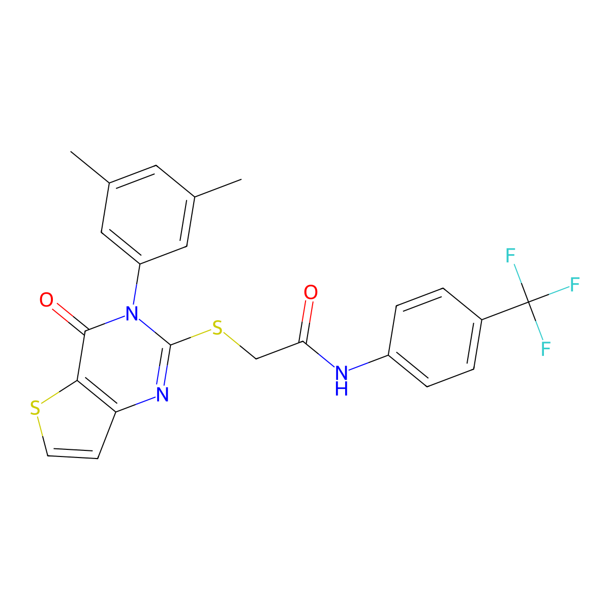 2-{[3-(3,5-dimethylphenyl)-4-oxo-3,4-dihydrothieno[3,2-d]pyrimidin-2-yl]sulfanyl}-N-[4-(trifluoromethyl)phenyl]acetamide molecular structure, CAS 1260991-81-8