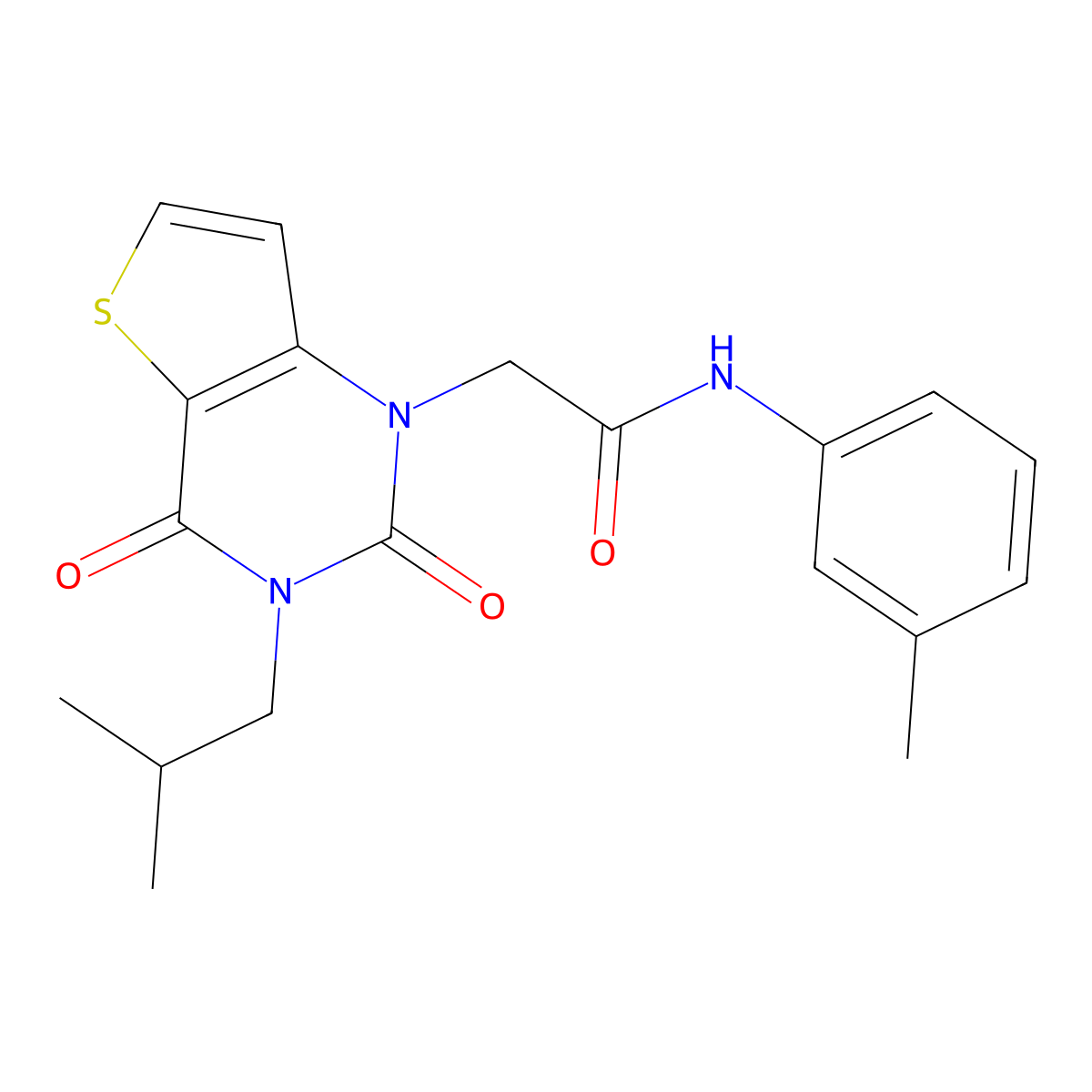 N-(3-methylphenyl)-2-[3-(2-methylpropyl)-2,4-dioxo-3,4-dihydrothieno[3,2-d]pyrimidin-1(2H)-yl]acetamide molecular structure, CAS 1260992-14-0