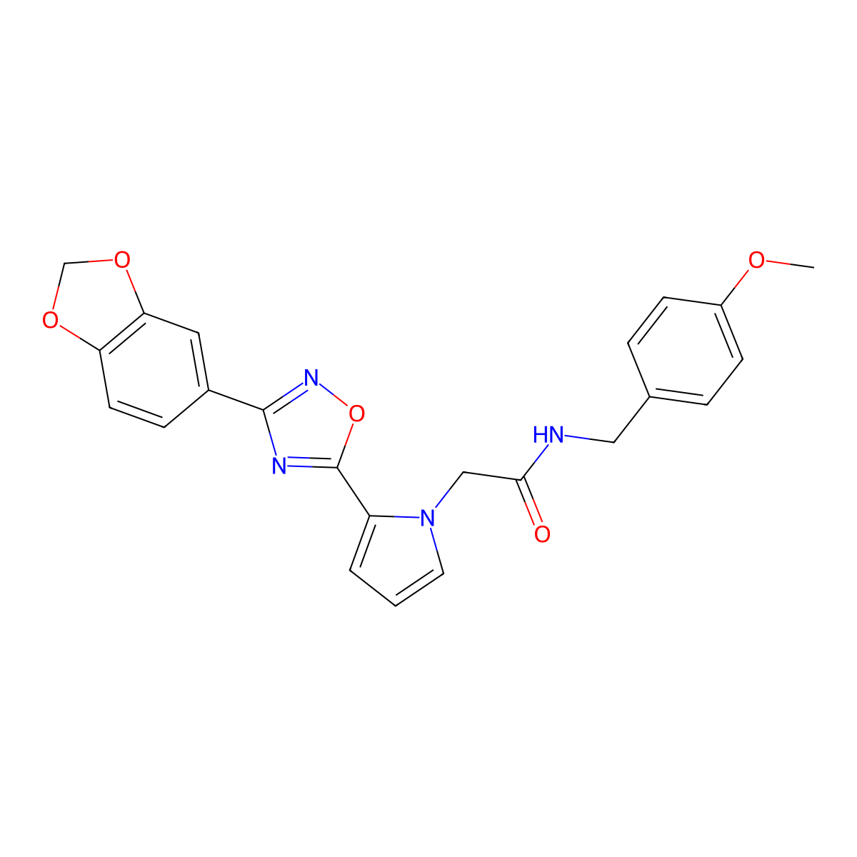 2-{2-[3-(1,3-benzodioxol-5-yl)-1,2,4-oxadiazol-5-yl]-1H-pyrrol-1-yl}-N-(4-methoxybenzyl)acetamide molecular structure, CAS 1260992-16-2