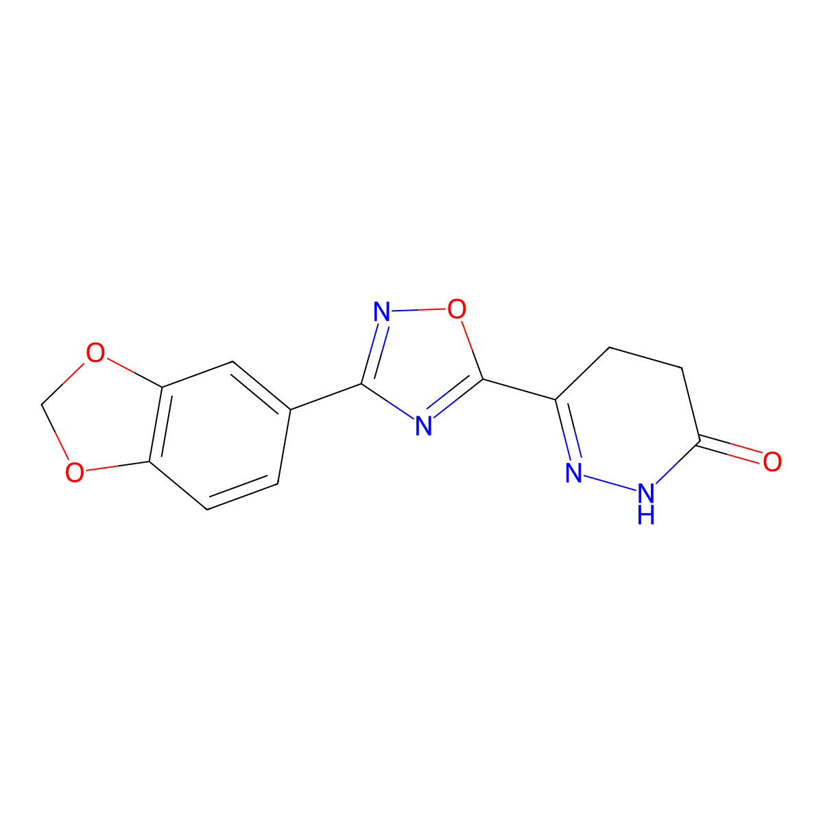 6-[3-(1,3-benzodioxol-5-yl)-1,2,4-oxadiazol-5-yl]-4,5-dihydropyridazin-3(2H)-one molecular structure, CAS 1260992-61-7