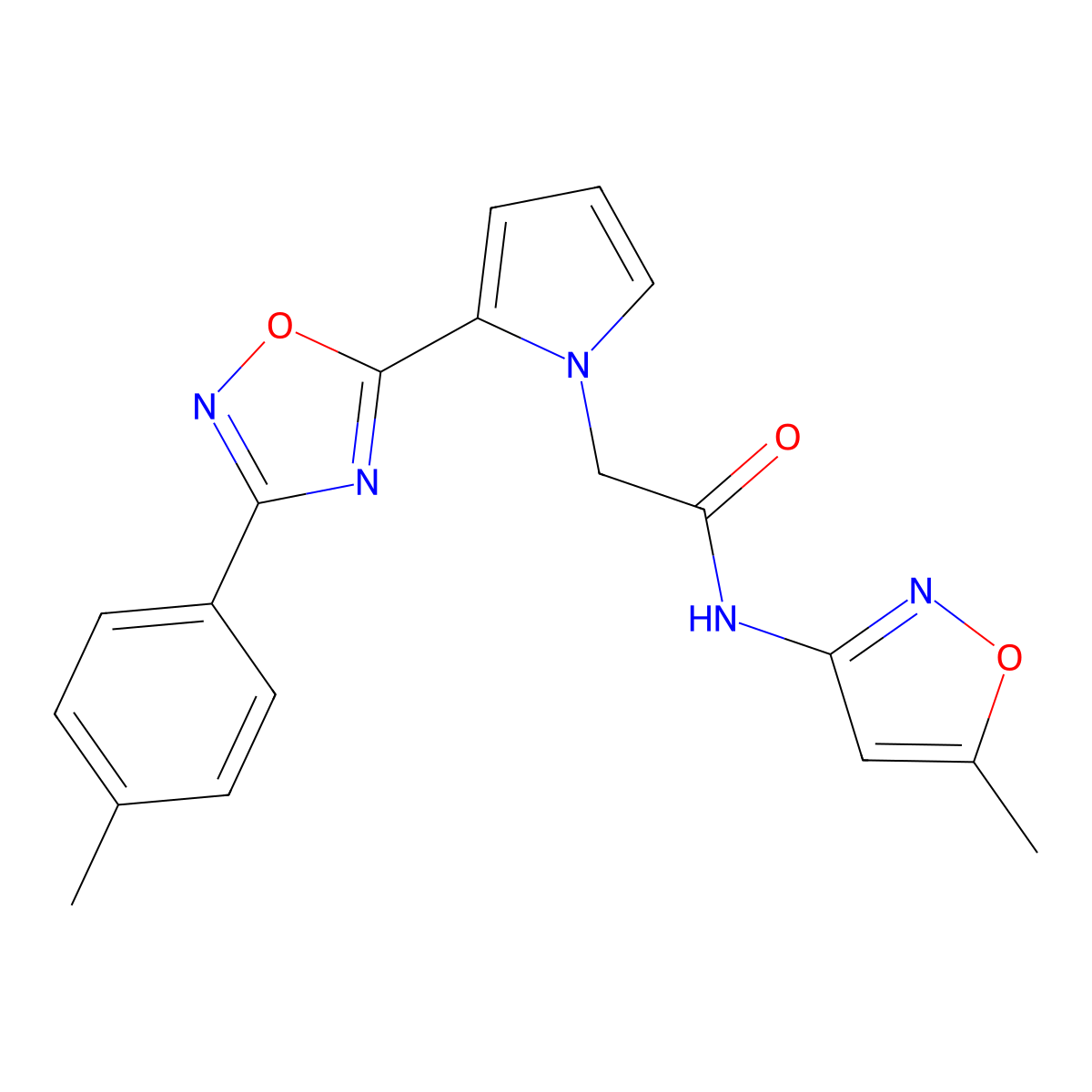 N-(5-methyl-1,2-oxazol-3-yl)-2-{2-[3-(4-methylphenyl)-1,2,4-oxadiazol-5-yl]-1H-pyrrol-1-yl}acetamide molecular structure, CAS 1260993-37-0