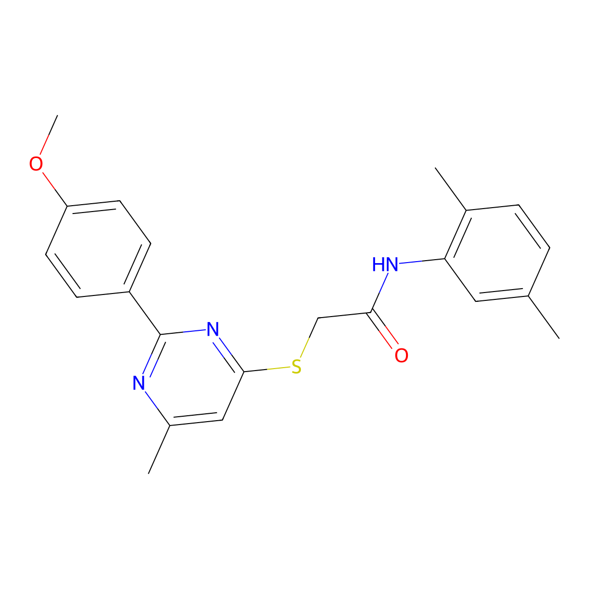 N-(2,5-dimethylphenyl)-2-{[2-(4-methoxyphenyl)-6-methylpyrimidin-4-yl]sulfanyl}acetamide molecular structure, CAS 1260993-98-3