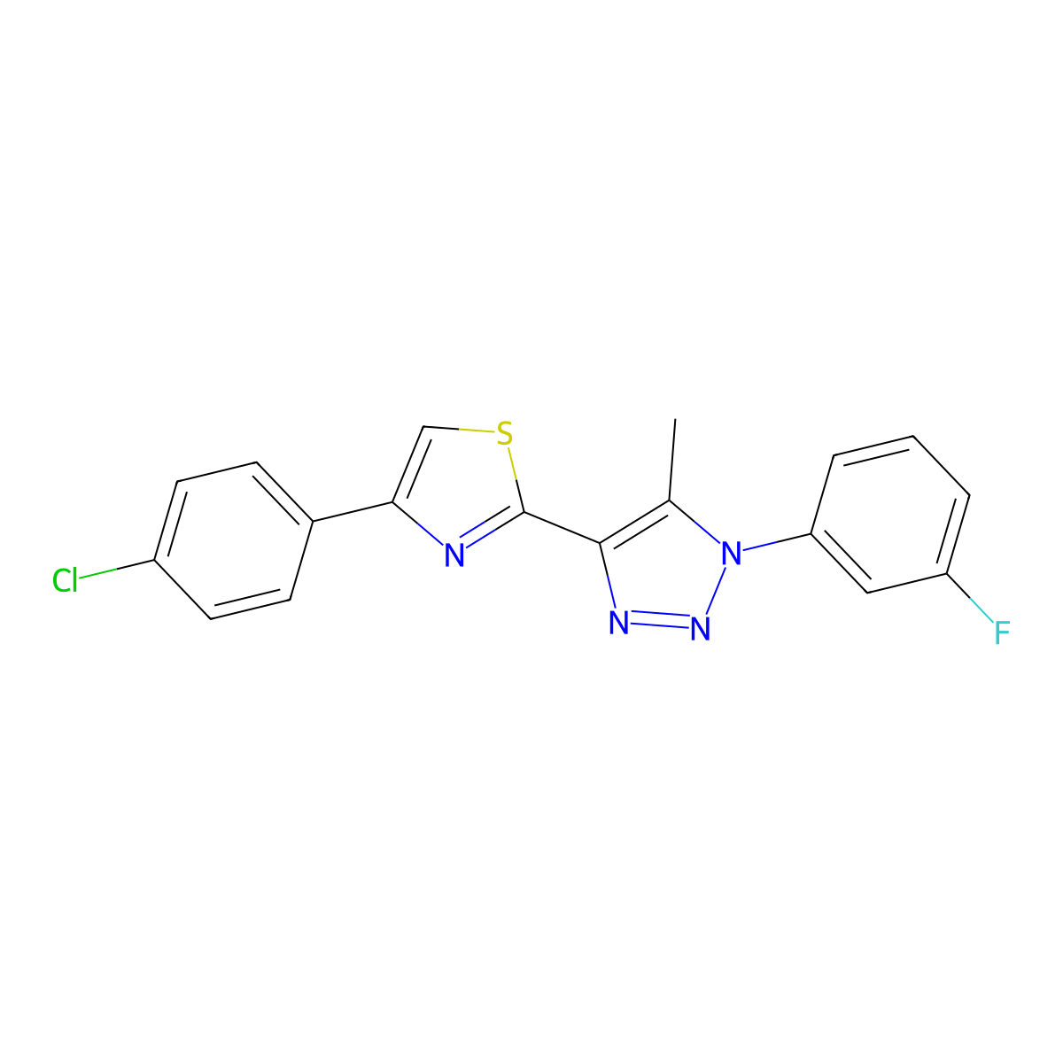 4-[4-(4-chlorophenyl)-1,3-thiazol-2-yl]-1-(3-fluorophenyl)-5-methyl-1H-1,2,3-triazole molecular structure, CAS 1260994-22-6