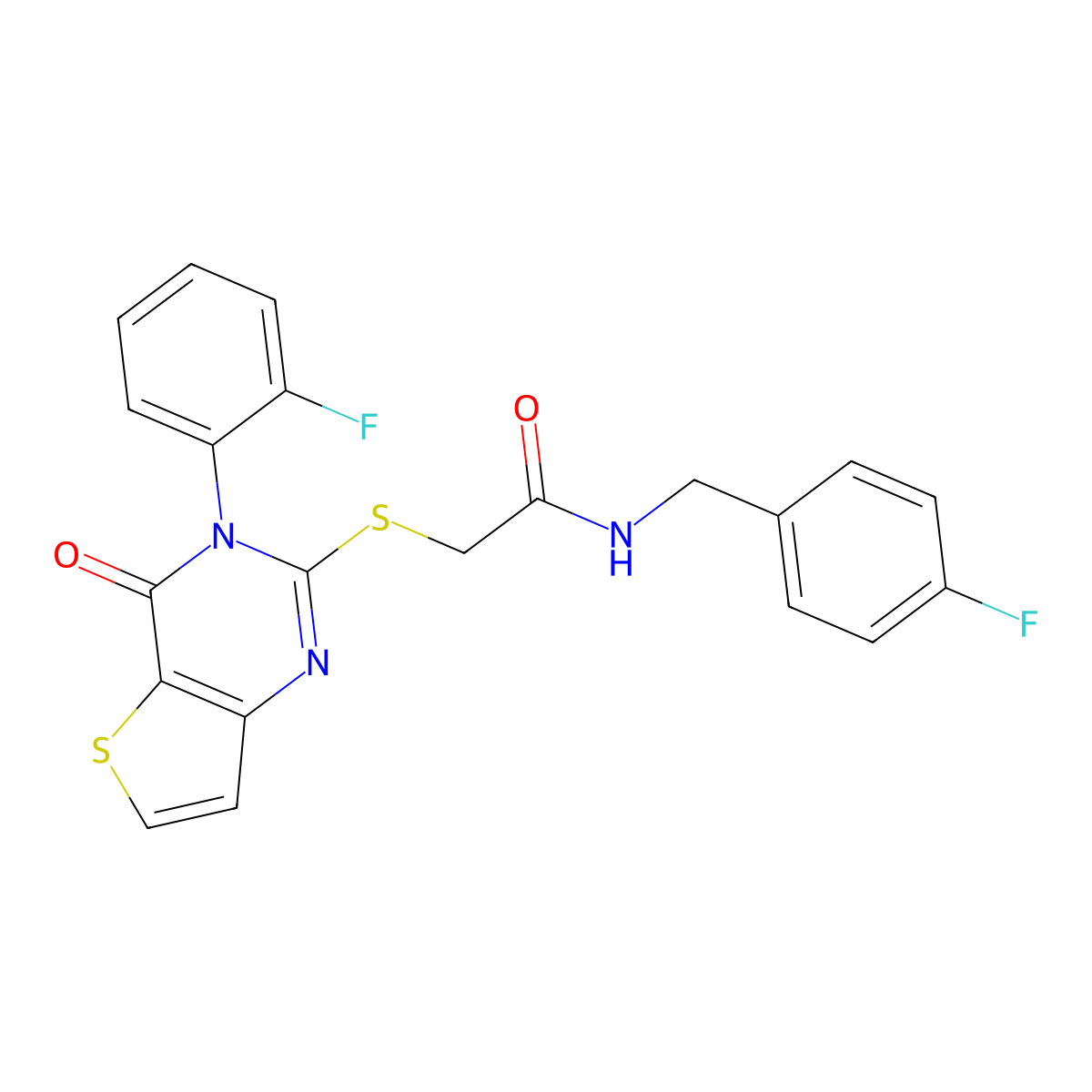 N-(4-fluorobenzyl)-2-{[3-(2-fluorophenyl)-4-oxo-3,4-dihydrothieno[3,2-d]pyrimidin-2-yl]sulfanyl}acetamide molecular structure, CAS 1260994-37-3