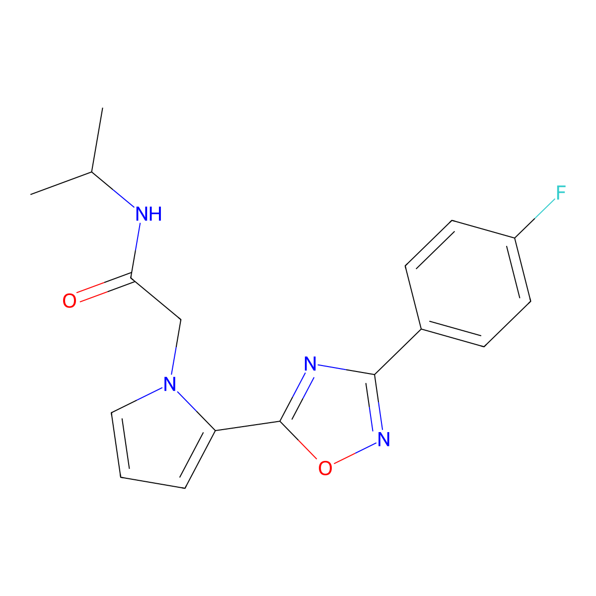 2-{2-[3-(4-fluorophenyl)-1,2,4-oxadiazol-5-yl]-1H-pyrrol-1-yl}-N-(propan-2-yl)acetamide molecular structure, CAS 1260994-55-5