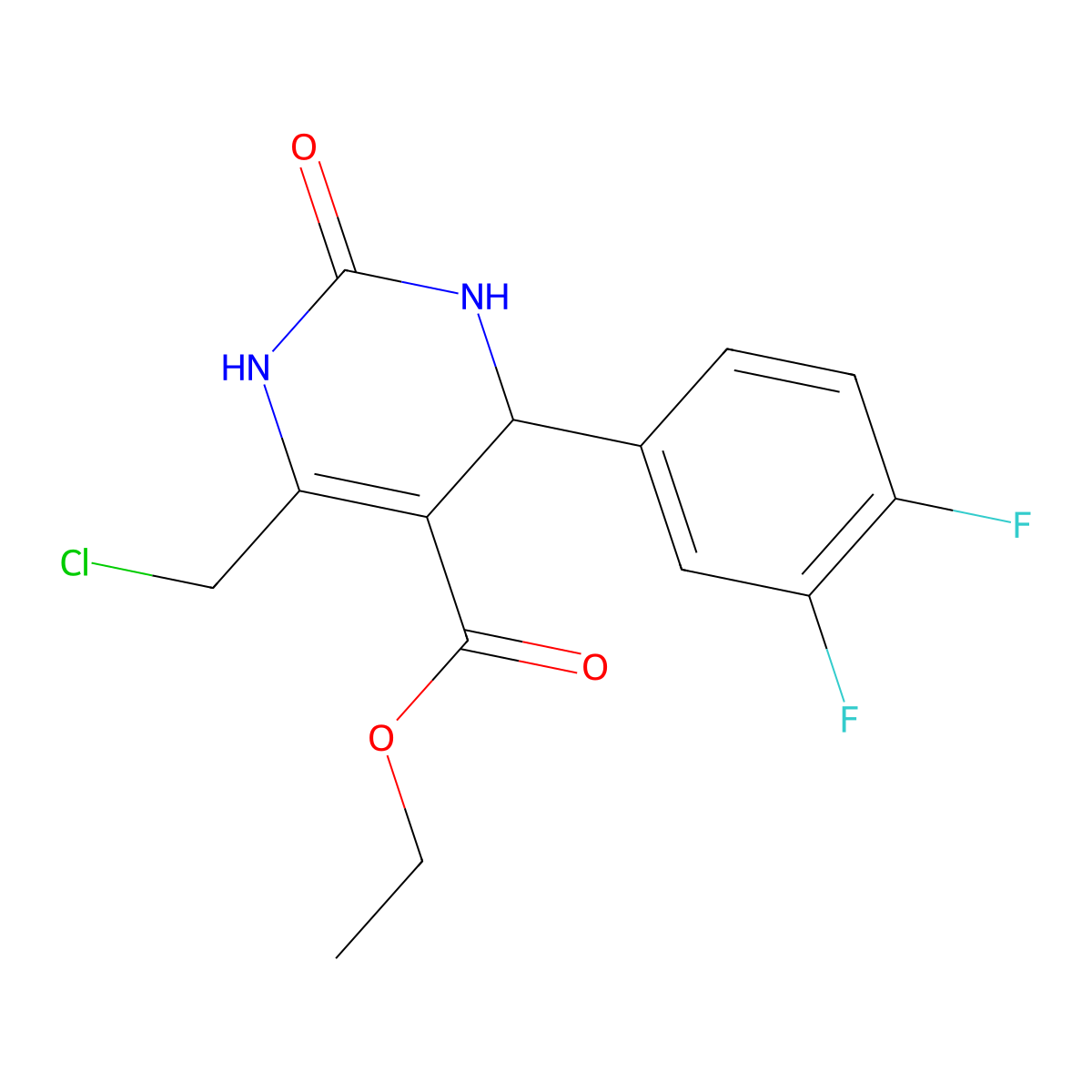Ethyl 6-(chloromethyl)-4-(3,4-difluorophenyl)-2-oxo-1,2,3,4-tetrahydropyrimidine-5-carboxylate molecular structure, CAS 1260994-71-5