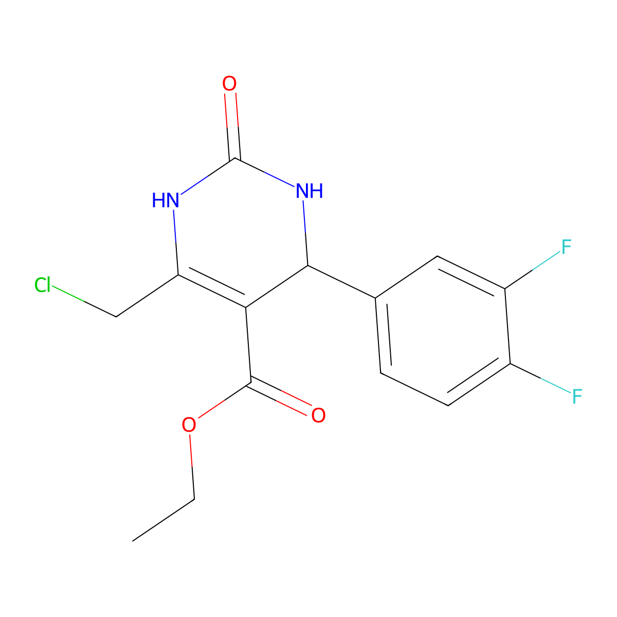 Ethyl 6-(chloromethyl)-4-(3,4-difluorophenyl)-2-oxo-1,2,3,4-tetrahydropyrimidine-5-carboxylate molecular structure, CAS 1260994-71-5