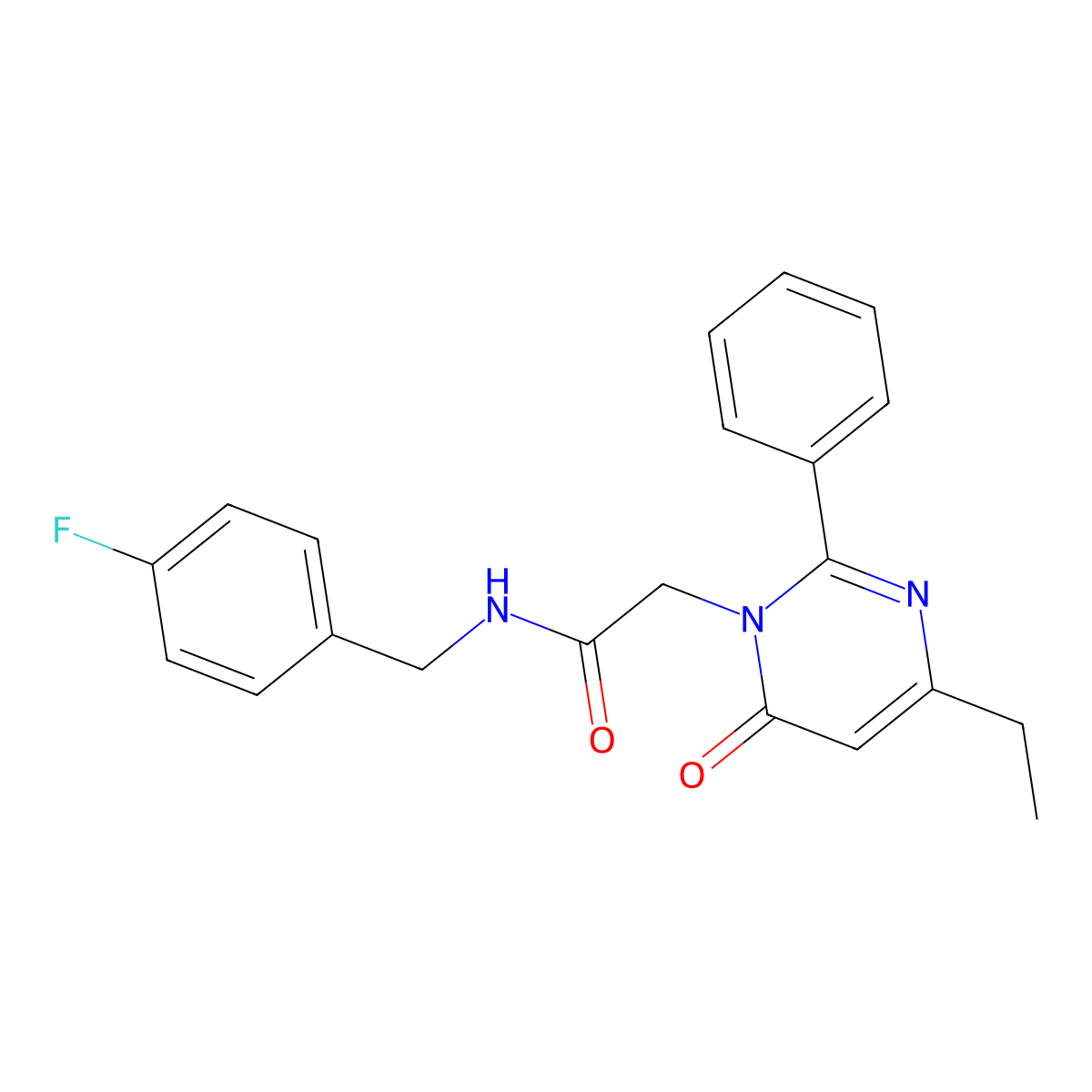 2-(4-ethyl-6-oxo-2-phenylpyrimidin-1(6H)-yl)-N-(4-fluorobenzyl)acetamide molecular structure, CAS 1260995-10-5