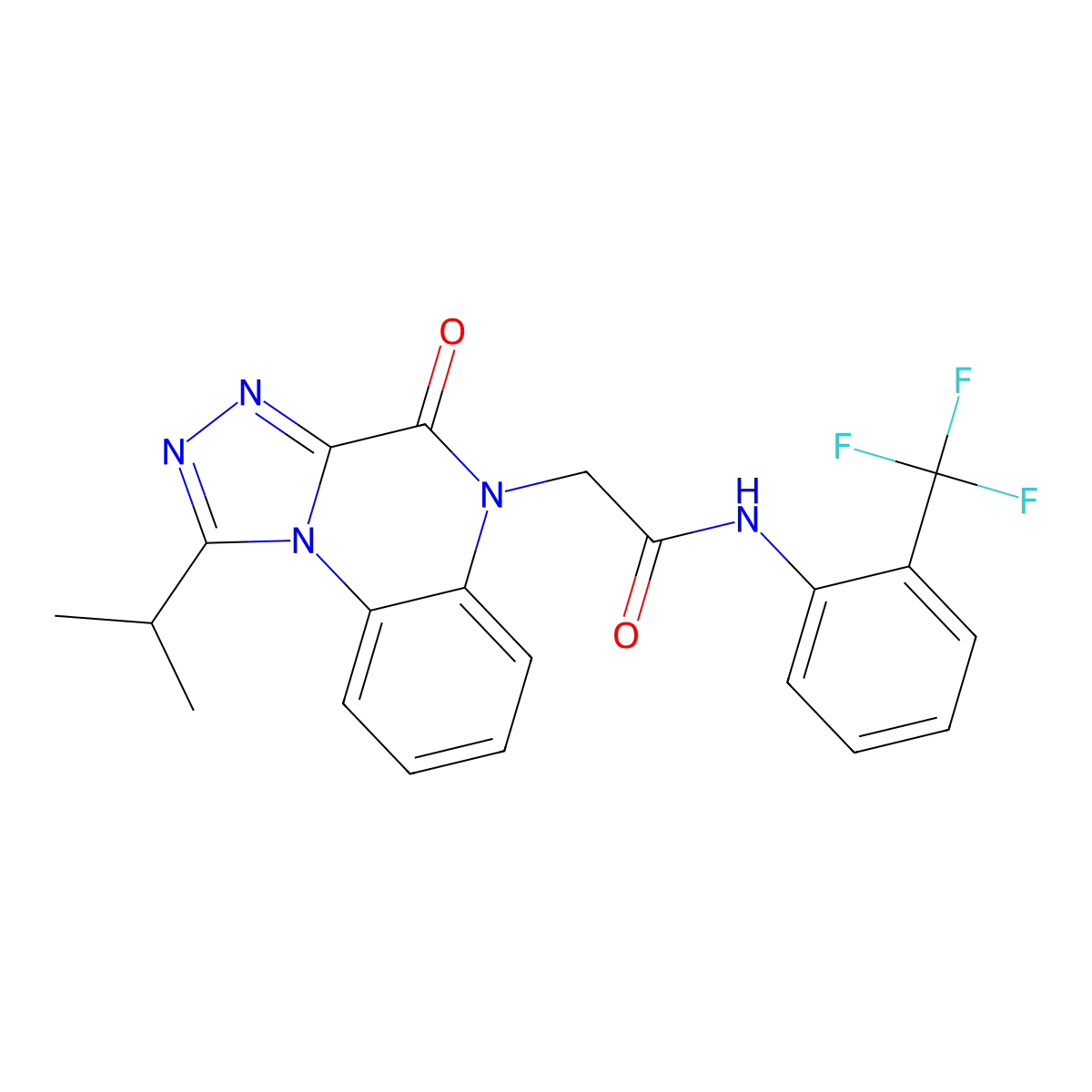 2-(1-isopropyl-4-oxo-[1,2,4]triazolo[4,3-a]quinoxalin-5(4H)-yl)-N-(2-(trifluoromethyl)phenyl)acetamide molecular structure, CAS 1260995-15-0