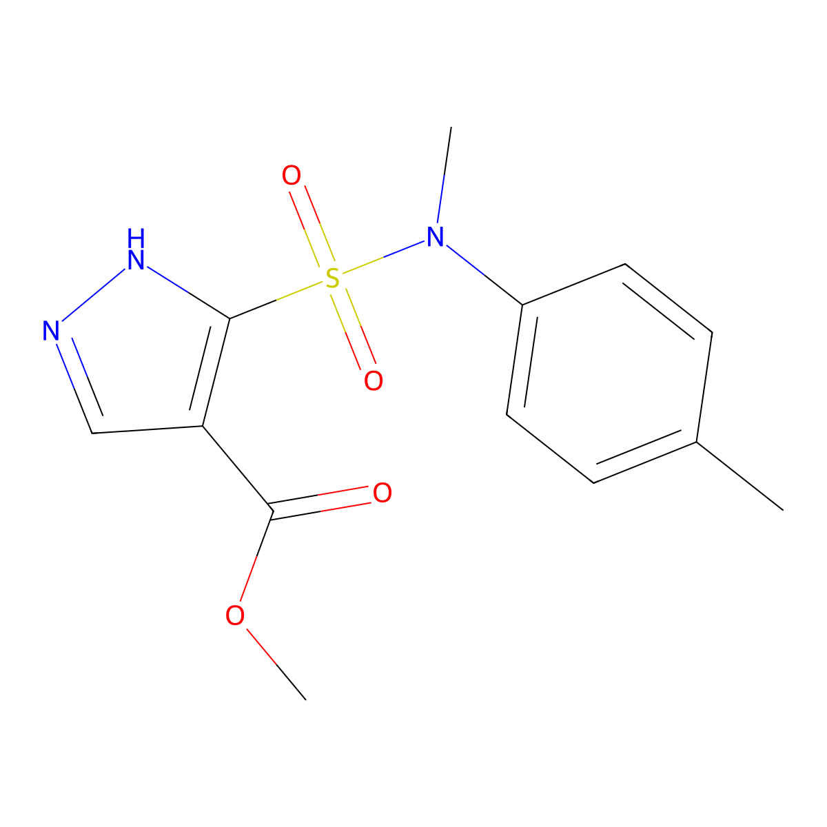 methyl 5-{[methyl(4-methylphenyl)amino]sulfonyl}-1H-pyrazole-4-carboxylate molecular structure, CAS 1260995-46-7