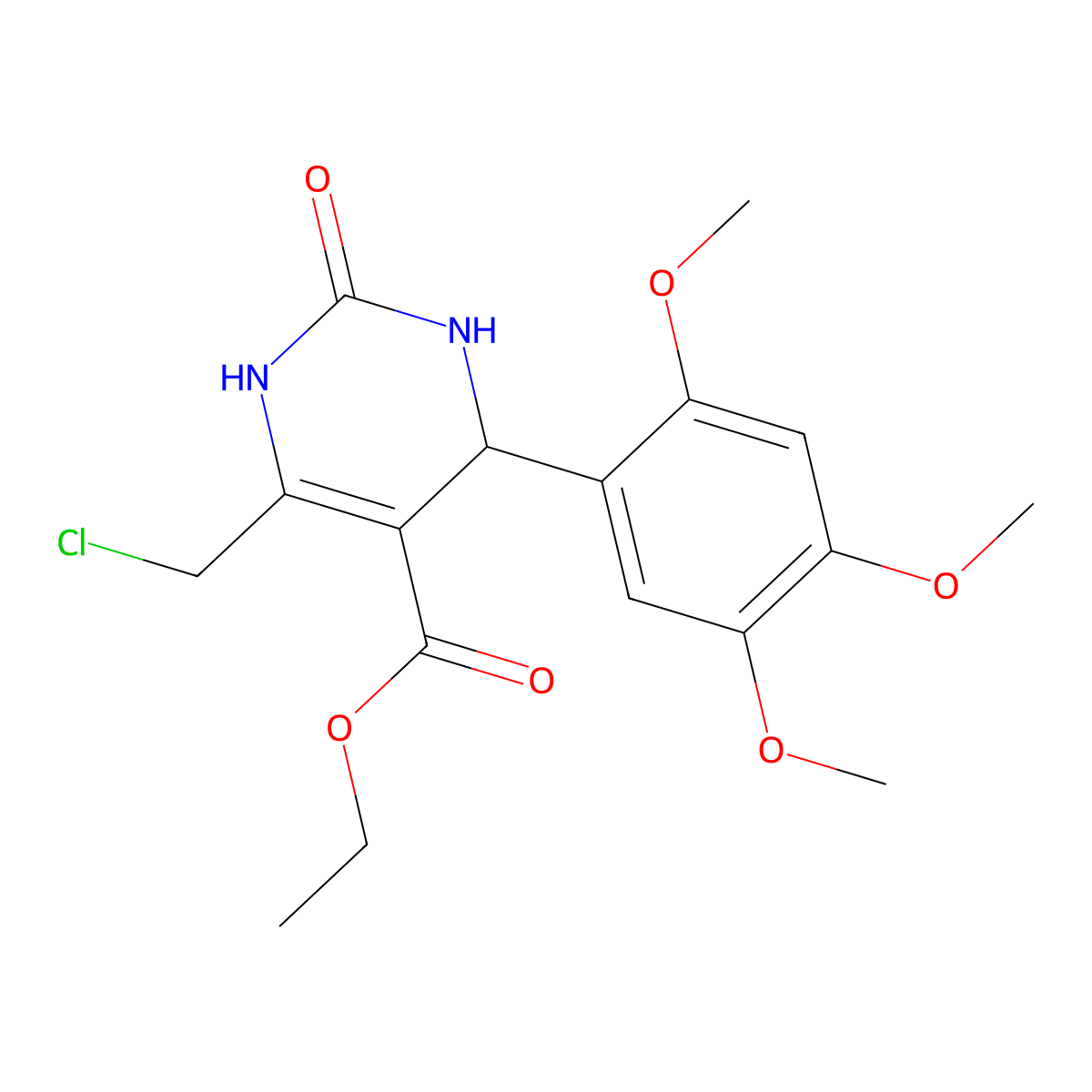 Ethyl 6-(chloromethyl)-2-oxo-4-(2,4,5-trimethoxyphenyl)-1,2,3,4-tetrahydropyrimidine-5-carboxylate molecular structure, CAS 1260995-56-9