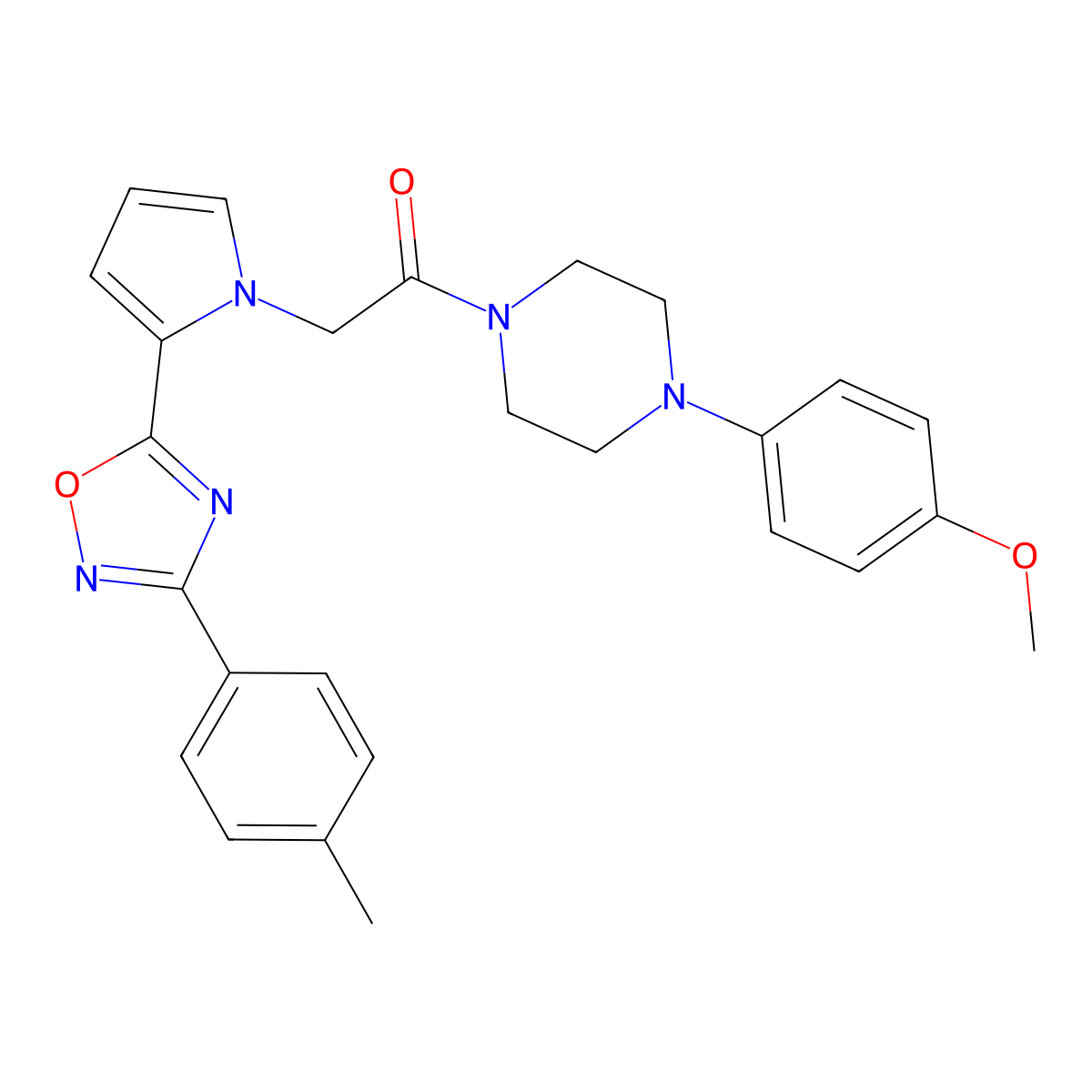 1-[4-(4-methoxyphenyl)piperazin-1-yl]-2-{2-[3-(4-methylphenyl)-1,2,4-oxadiazol-5-yl]-1H-pyrrol-1-yl}ethanone molecular structure, CAS 1260995-65-0
