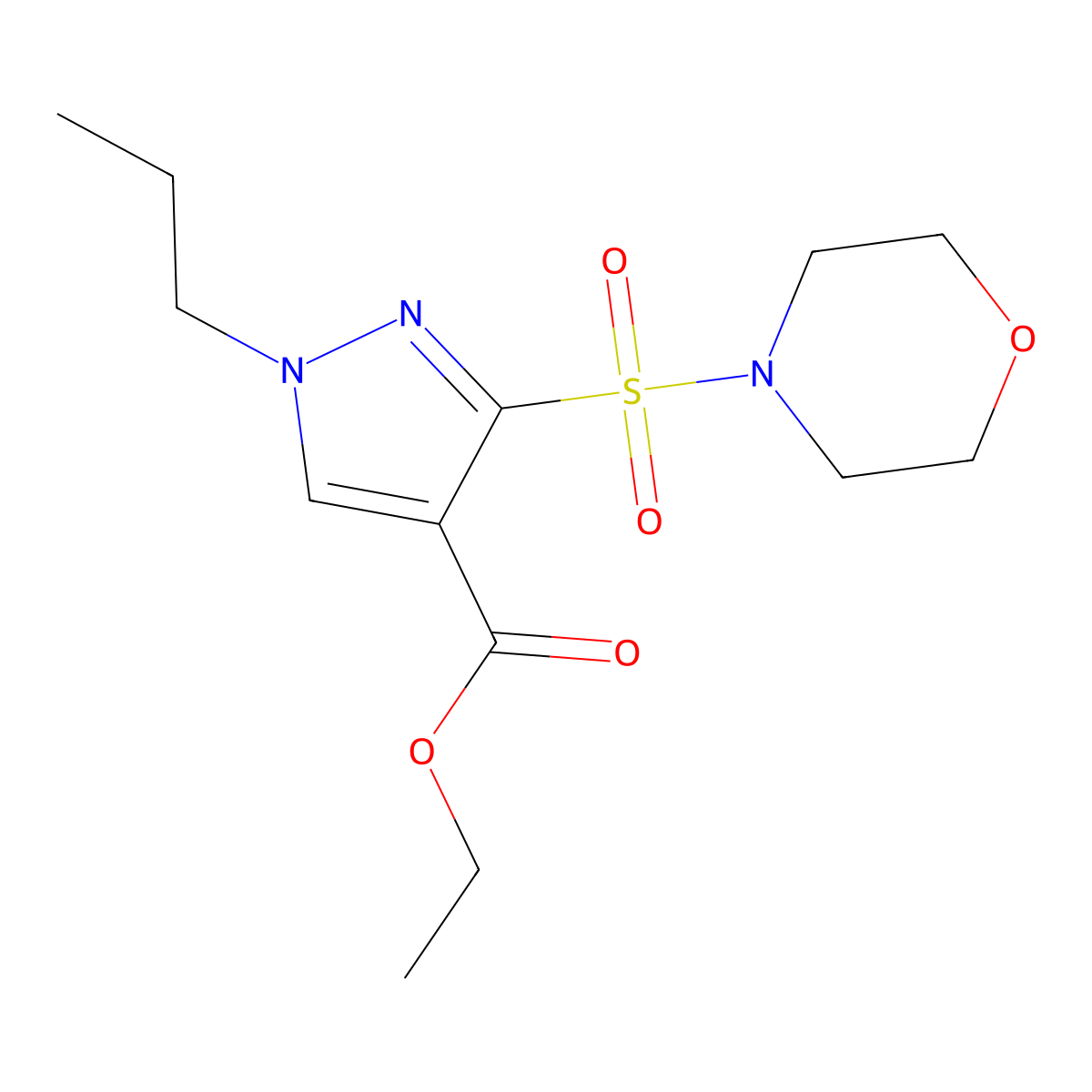 ethyl 3-(morpholin-4-ylsulfonyl)-1-propyl-1H-pyrazole-4-carboxylate molecular structure, CAS 1260995-91-2
