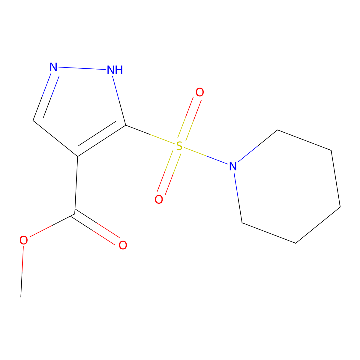 methyl 5-(piperidin-1-ylsulfonyl)-1H-pyrazole-4-carboxylate molecular structure, CAS 1260995-95-6