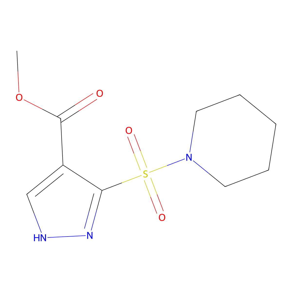 methyl 5-(piperidin-1-ylsulfonyl)-1H-pyrazole-4-carboxylate molecular structure, CAS 1260995-95-6