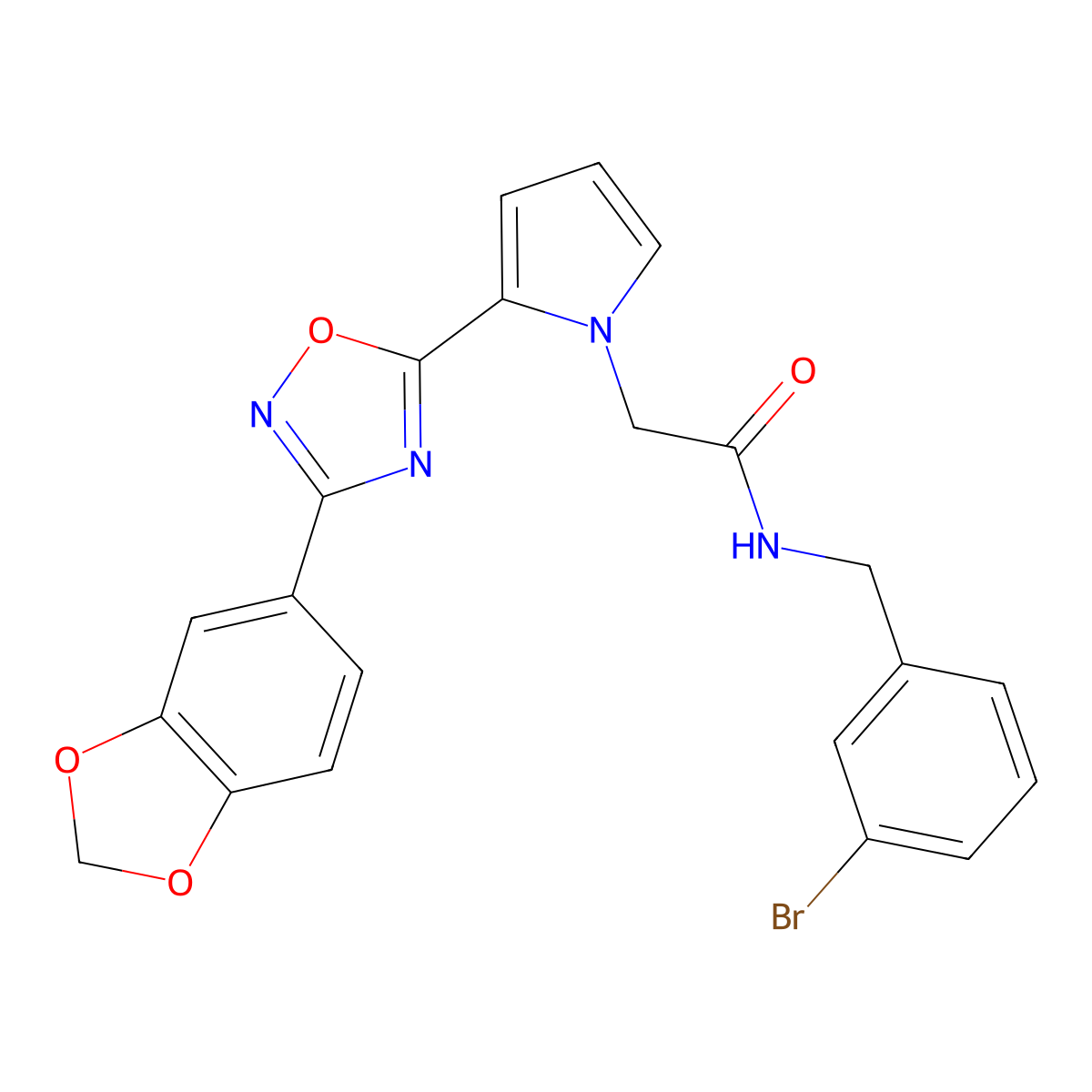 2-{2-[3-(1,3-benzodioxol-5-yl)-1,2,4-oxadiazol-5-yl]-1H-pyrrol-1-yl}-N-(3-bromobenzyl)acetamide molecular structure, CAS 1260996-04-0