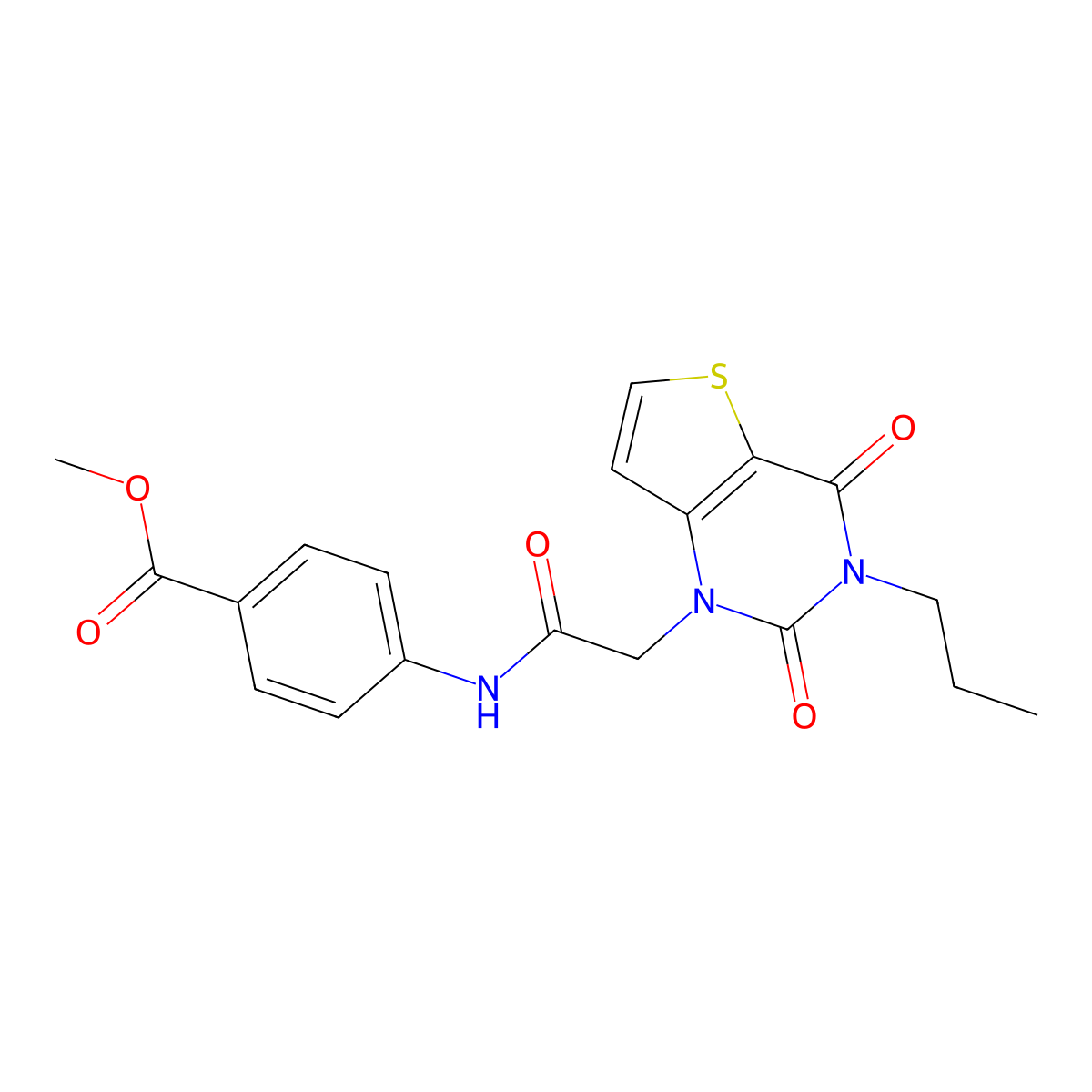 methyl 4-{[(2,4-dioxo-3-propyl-3,4-dihydrothieno[3,2-d]pyrimidin-1(2H)-yl)acetyl]amino}benzoate molecular structure, CAS 1260996-23-3