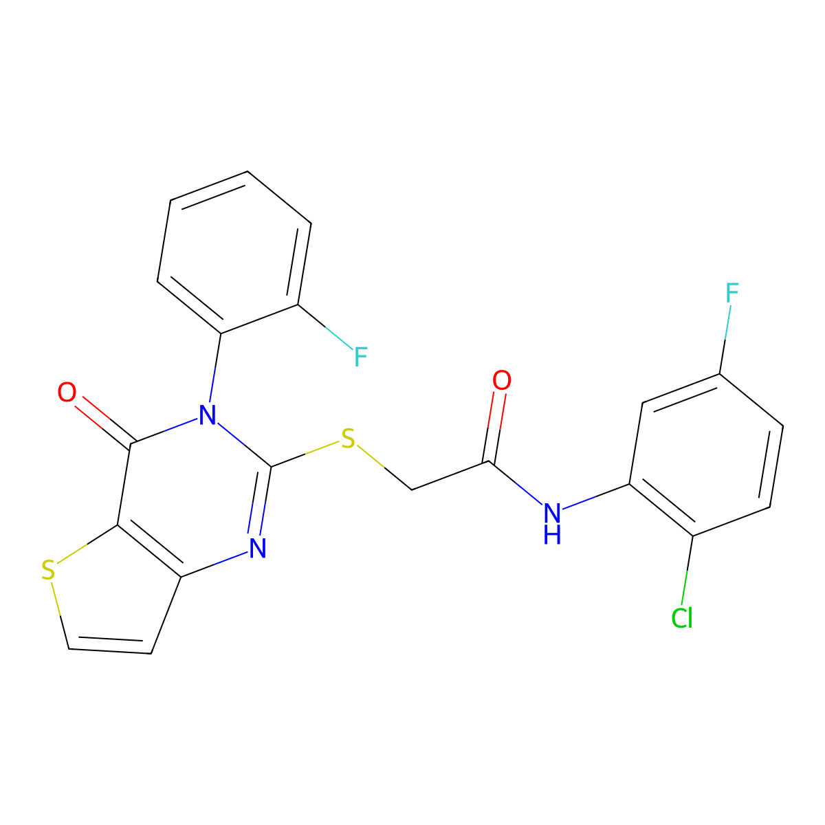 N-(2-chloro-5-fluorophenyl)-2-{[3-(2-fluorophenyl)-4-oxo-3,4-dihydrothieno[3,2-d]pyrimidin-2-yl]sulfanyl}acetamide molecular structure, CAS 1260997-36-1